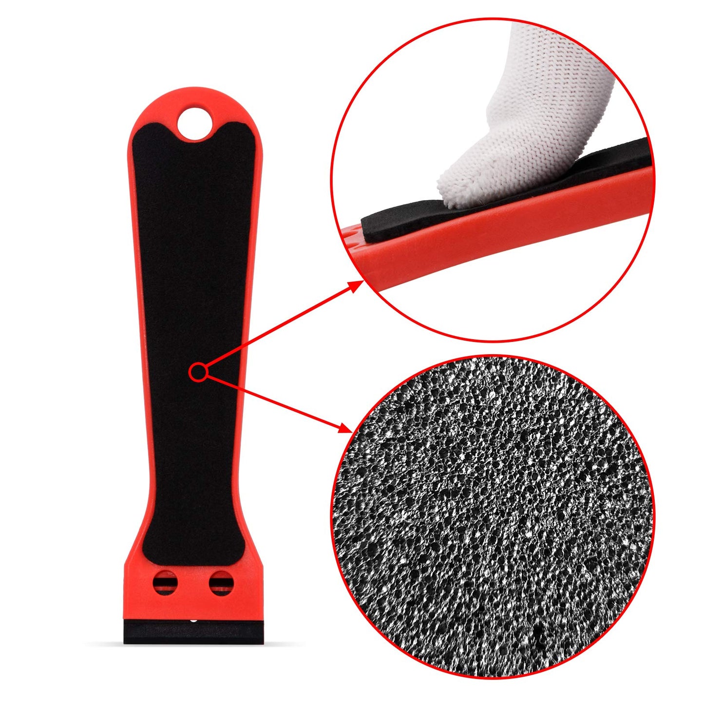 EHDIS 2pcs 6" Plastic Razor Scraper with 100 Double-Edge Blades – Adhesive, Vinyl, Window Tint & Sticker Glue Remover (Red)