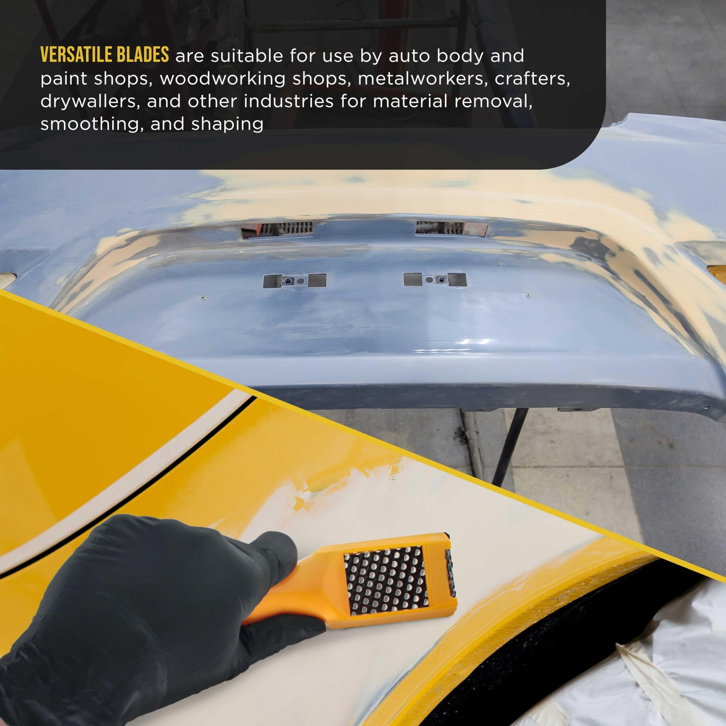 Dura-Gold 2-1/2" Shaver Blade Holder, 2 Pack with 5 Standard Cut Blades, Steel Rasp Block Plane for Auto Body Filler, Dent Repair, Wood & Fiberglass