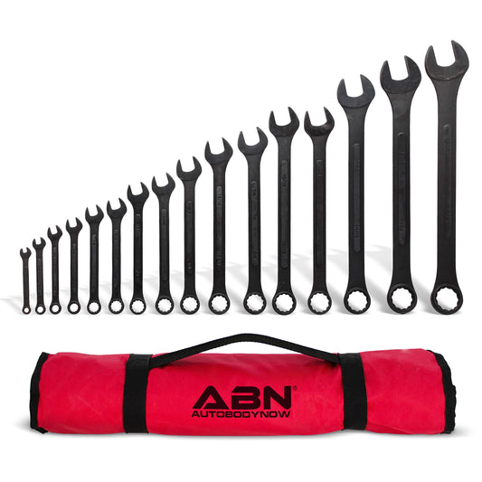 ABN Standard Wrenches Set - 16 Piece SAE Combination Wrench Set 1/4in to 1-1/4in SAE Wrench Set with Roll Up Pouch