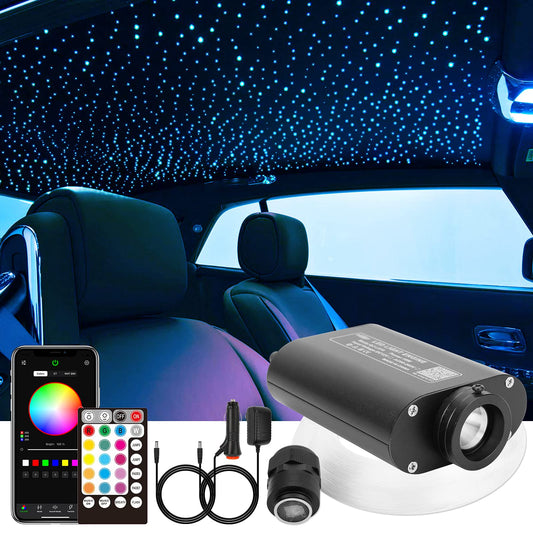 CHINLY 550pcs 9.8ft RGBW Fiber Optic Star Headliner Kit, APP & Remote Control, Car Ceiling & Theater Star Lights
