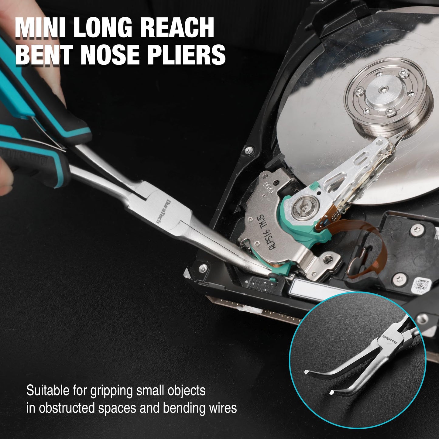 DURATECH 2PCS 7" Needle Nose Pliers Set – Long & Bent Nose, Ideal for Jewelry Making, Wire Wrapping, Bending & Narrow Spaces