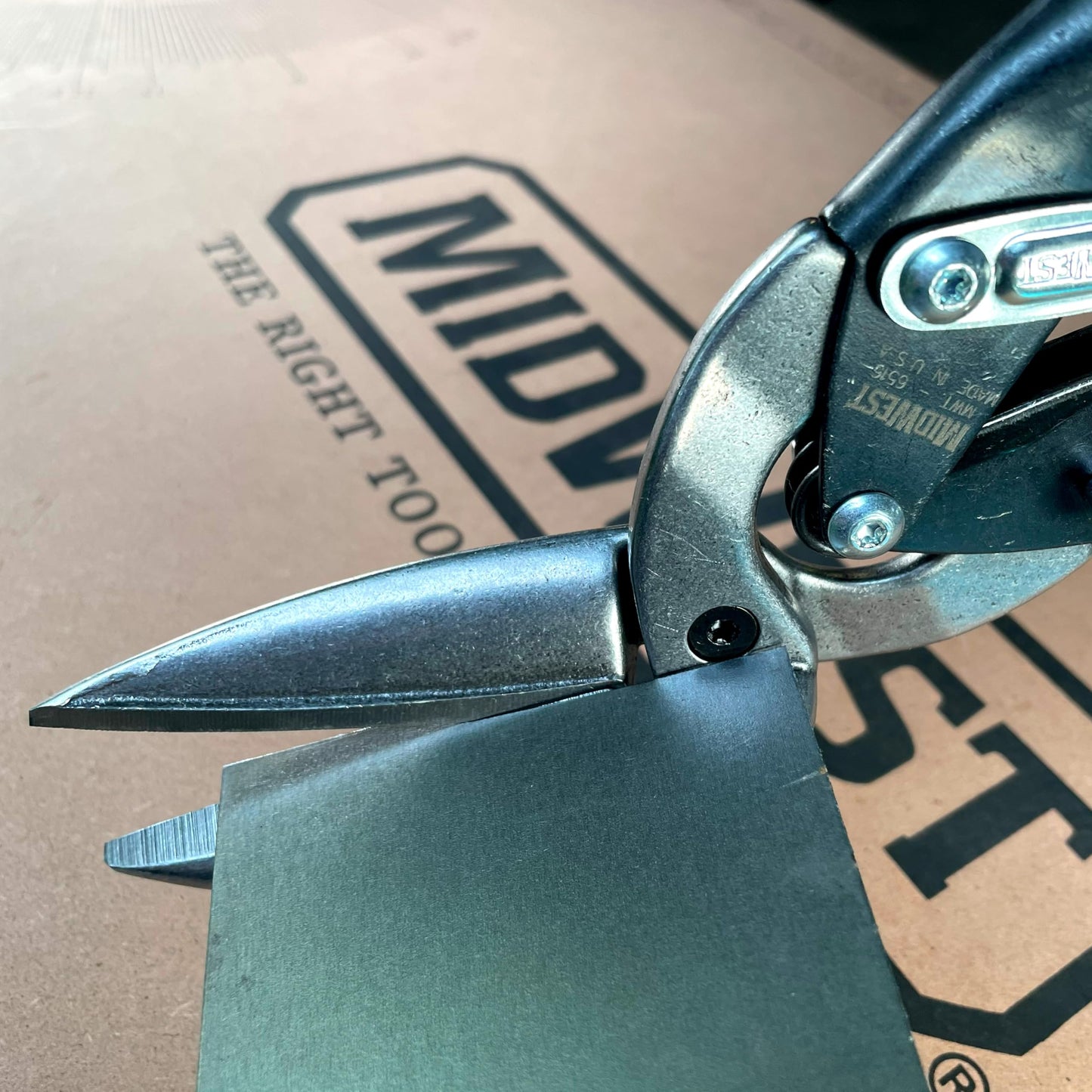 MIDWEST Power Cutters Long Cut Snip - Straight Cut Offset Tin Cutting Shears with Forged Blade & KUSH'N-POWER Comfort Grips - MWT-6516