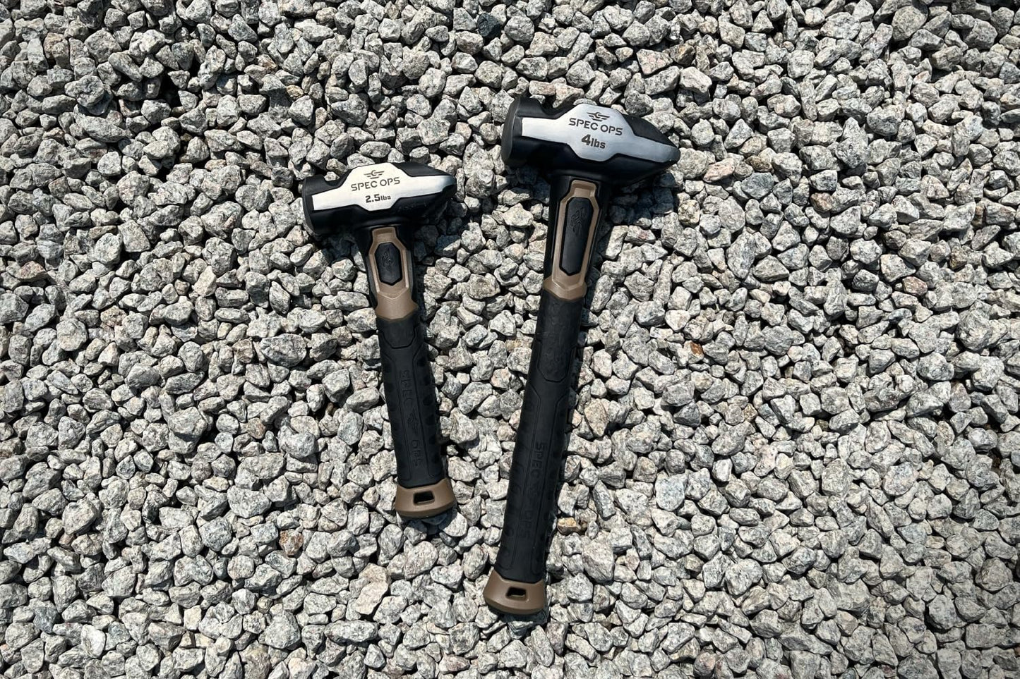 Spec Ops Tools Blacksmith Hammer, 4 lb Sledge hammer with Bi-Material Shock Absorbing & Vibration Dampening Handle, 3% Donated to Veterans, Black/Tan