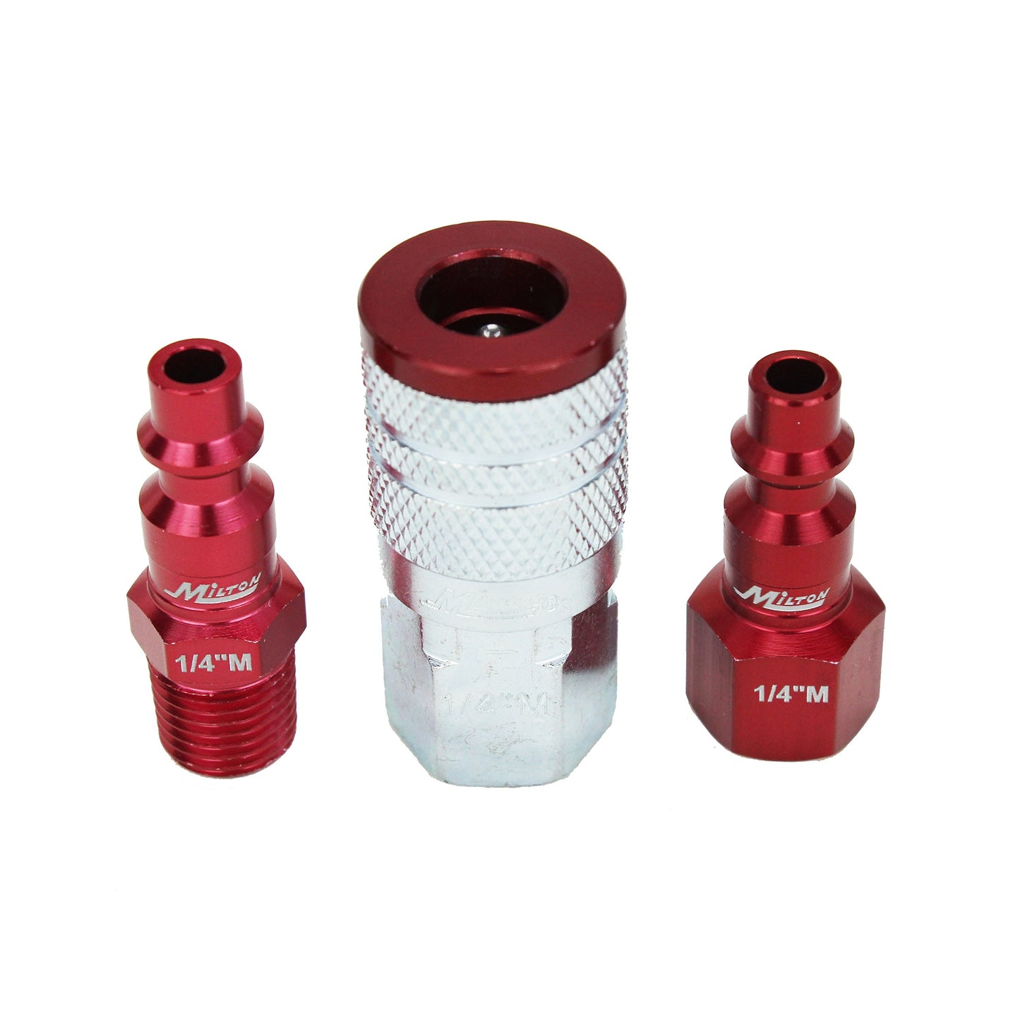 Milton "ColorFit by Milton Coupler & Plug Kit - (M-Style, Red) - 1/4"" NPT, (3-Piece)" (S-303MKIT)