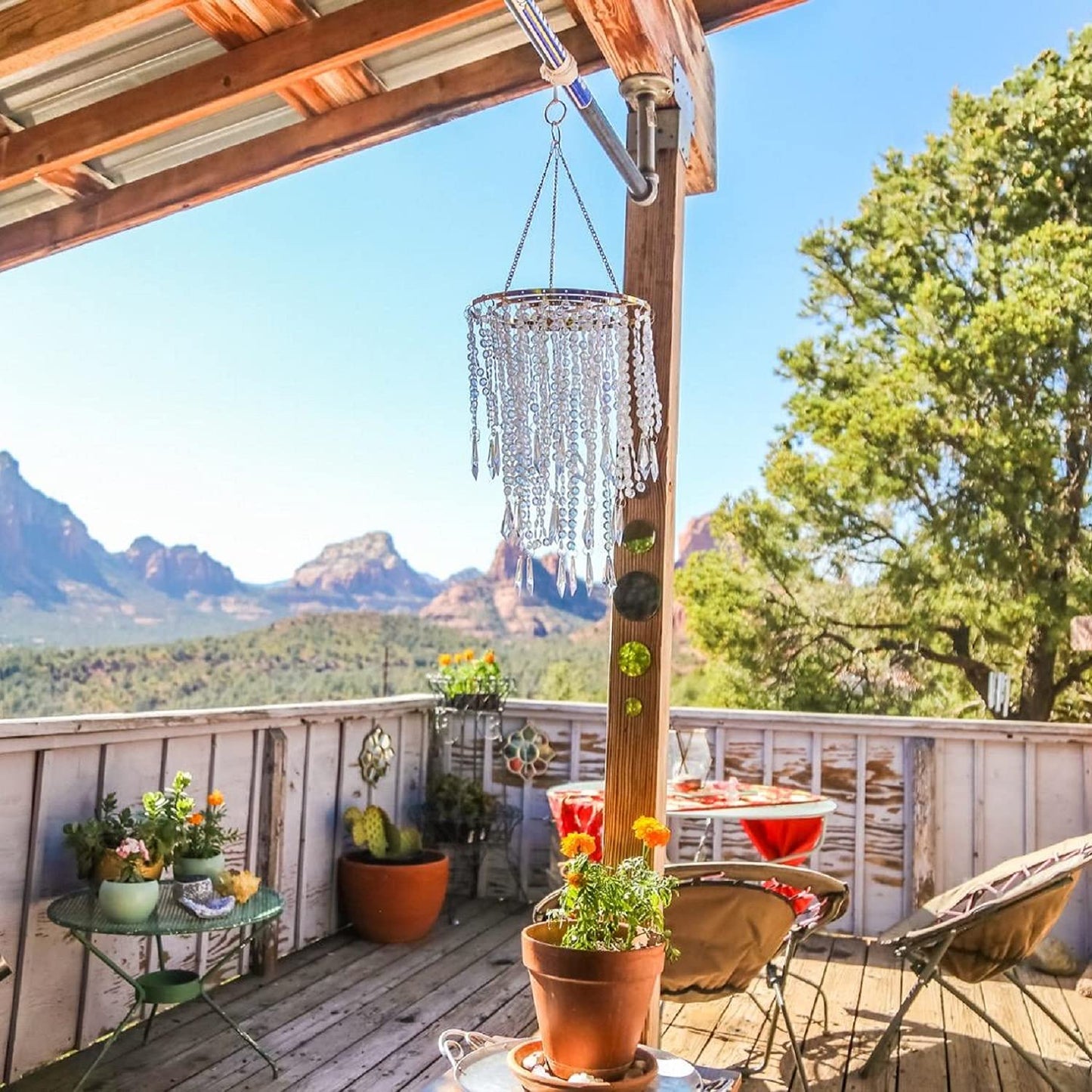 Cioceen Acrylic Chandelier Ceiling Light Shade Beaded Hanging Pendant Lampshade with Gold Frame for Bedroom for Wedding Party H12.9" X W8.7" 3 Tiers