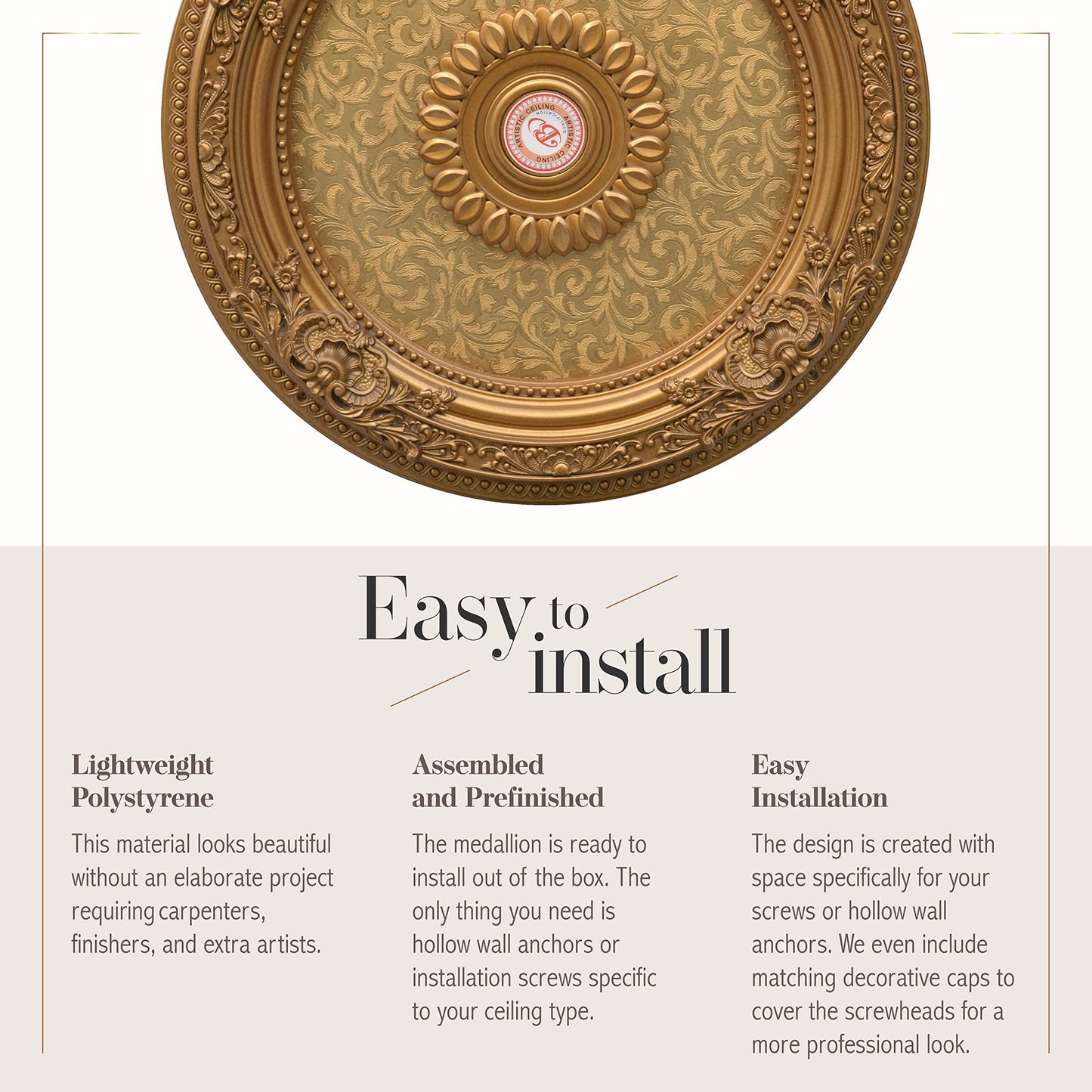 AFD Home Golden Leaf Chandelier Ceiling Medallion and Fan Medallion, 24 Inches