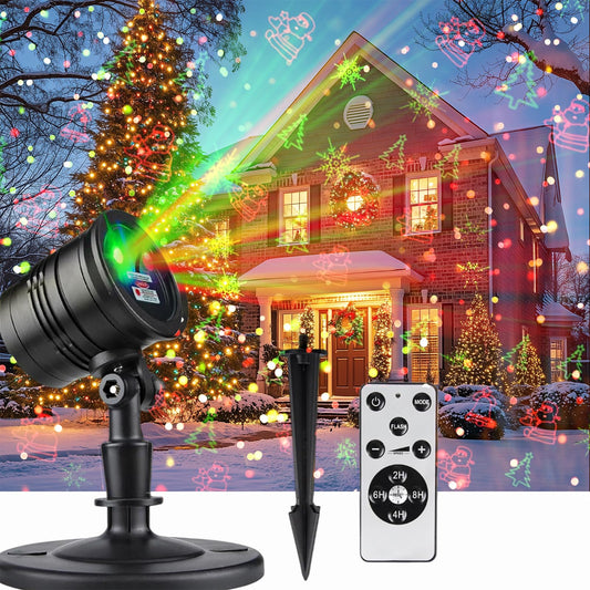 Outdoor Christmas Laser Projector Lights – Waterproof Red & Green Patterns with Remote, Holiday Yard & Garden Decoration