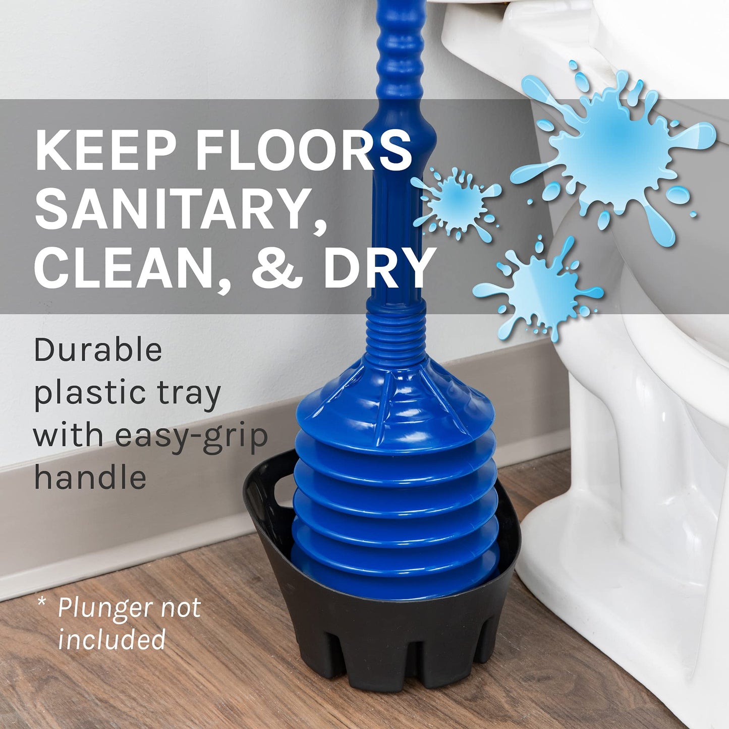 JS Jackson Supplies Universal Black Plastic Drip Tray for Toilet Plunger