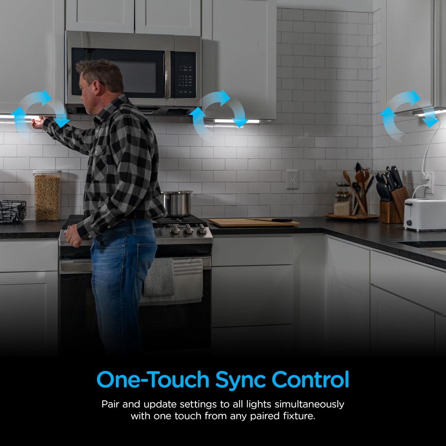 **Enbrighten 24” Plug-In Under Cabinet Light, 1560 Lumens, 5 White Color Temps (2700K–6500K), Dimmable, One-Touch Sync, Linkable Kitchen Lighting**