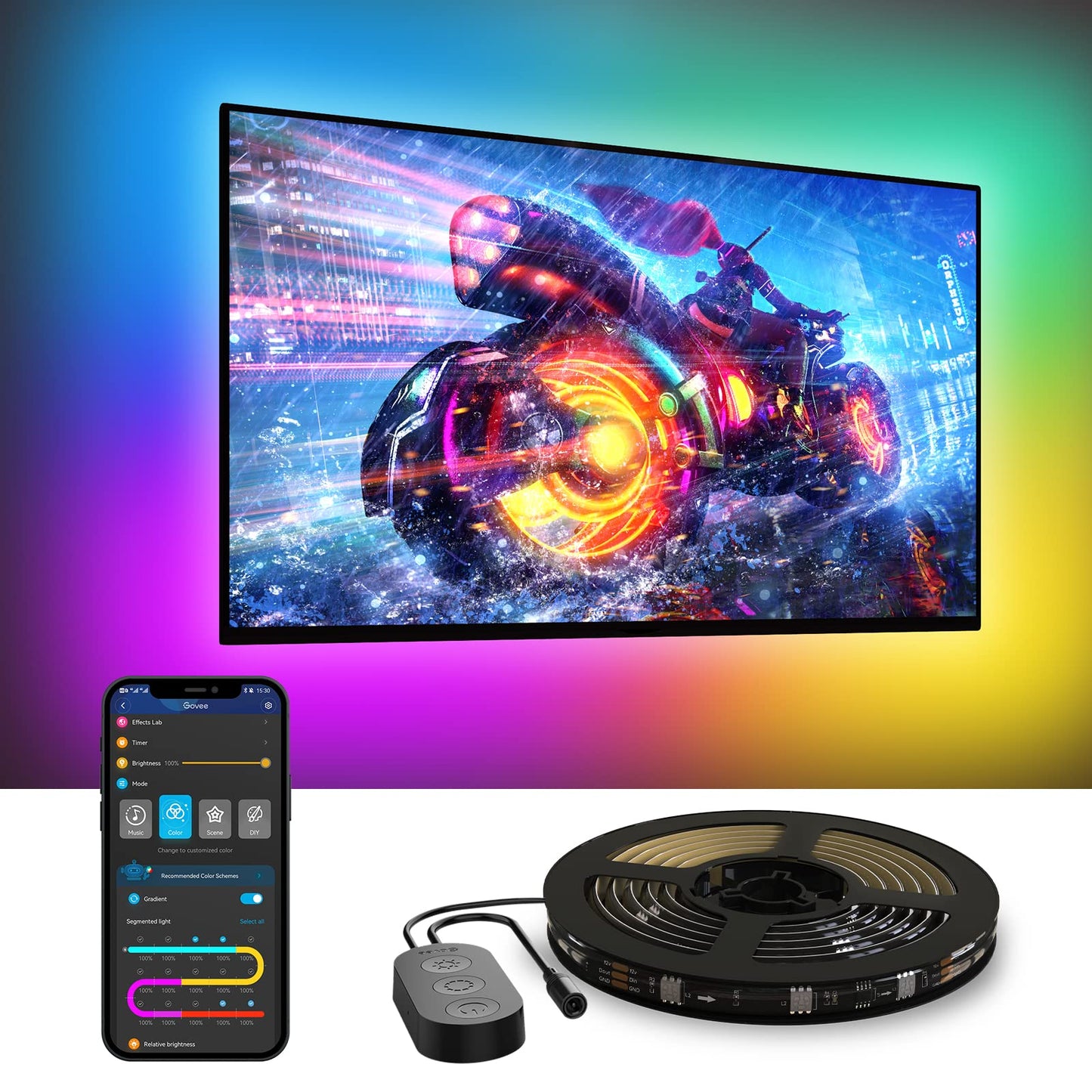 Govee TV LED Backlight RGBIC Smart LED Strip for 55–65 Inch TVs, Wi-Fi & Bluetooth App Control, Works with Alexa & Google, Music Sync, 99+ Scenes