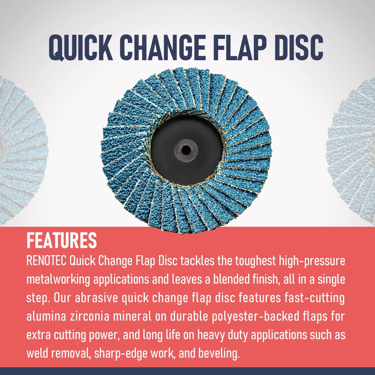 RENOTEC 30 Pcs 2 Inch Mini Flap Disc, Zirconia High Density, with 1 Pcs 1/4 inch Shank Holder, for Metal Grinding, for Angle Die Grinder (80 GRIT)