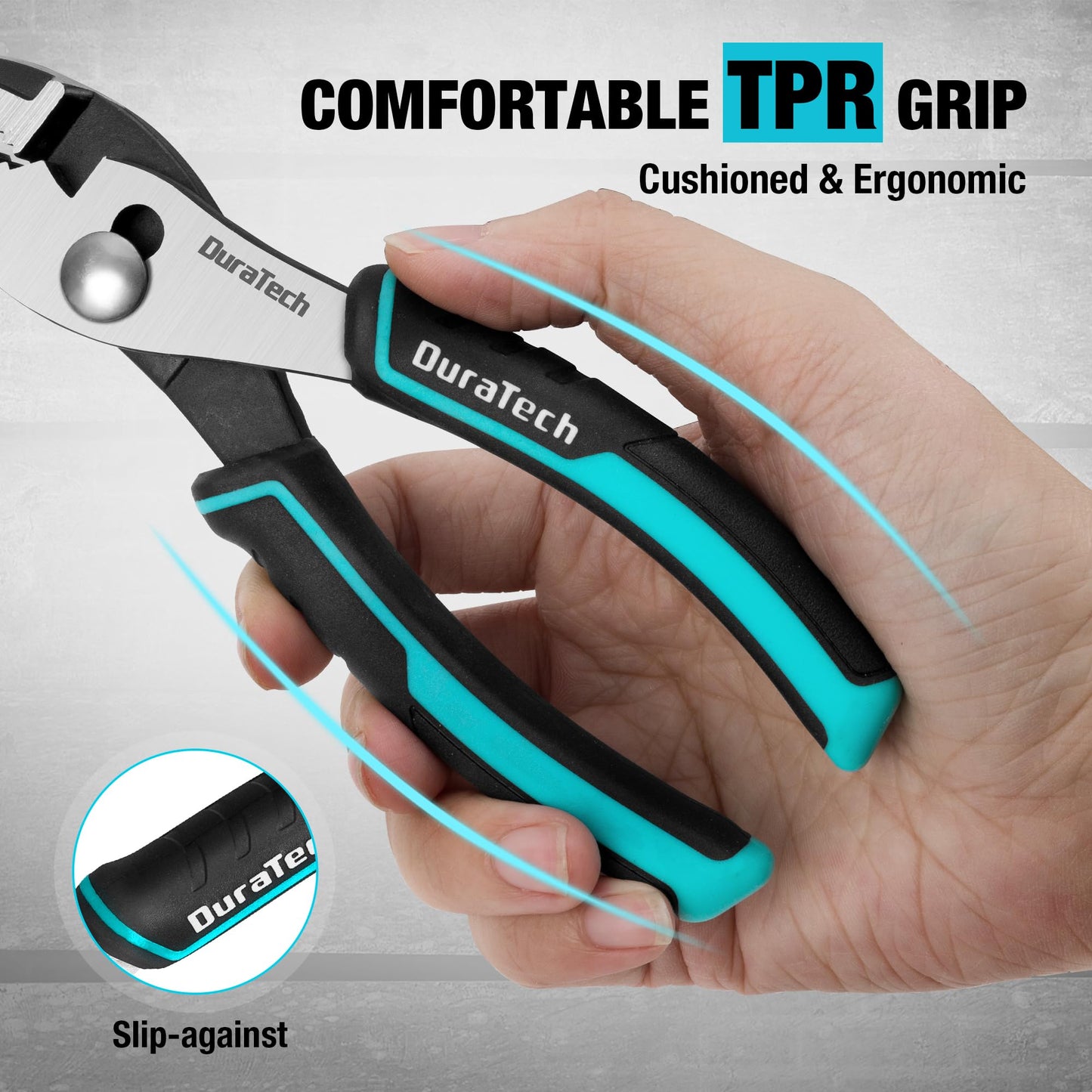 DURATECH 6" Slip Joint Pliers, TPR Handle, High Carbon Steel, Swivel Rivet, Strong Teeth for Gripping, Tightening & Loosening Nuts/Bolts