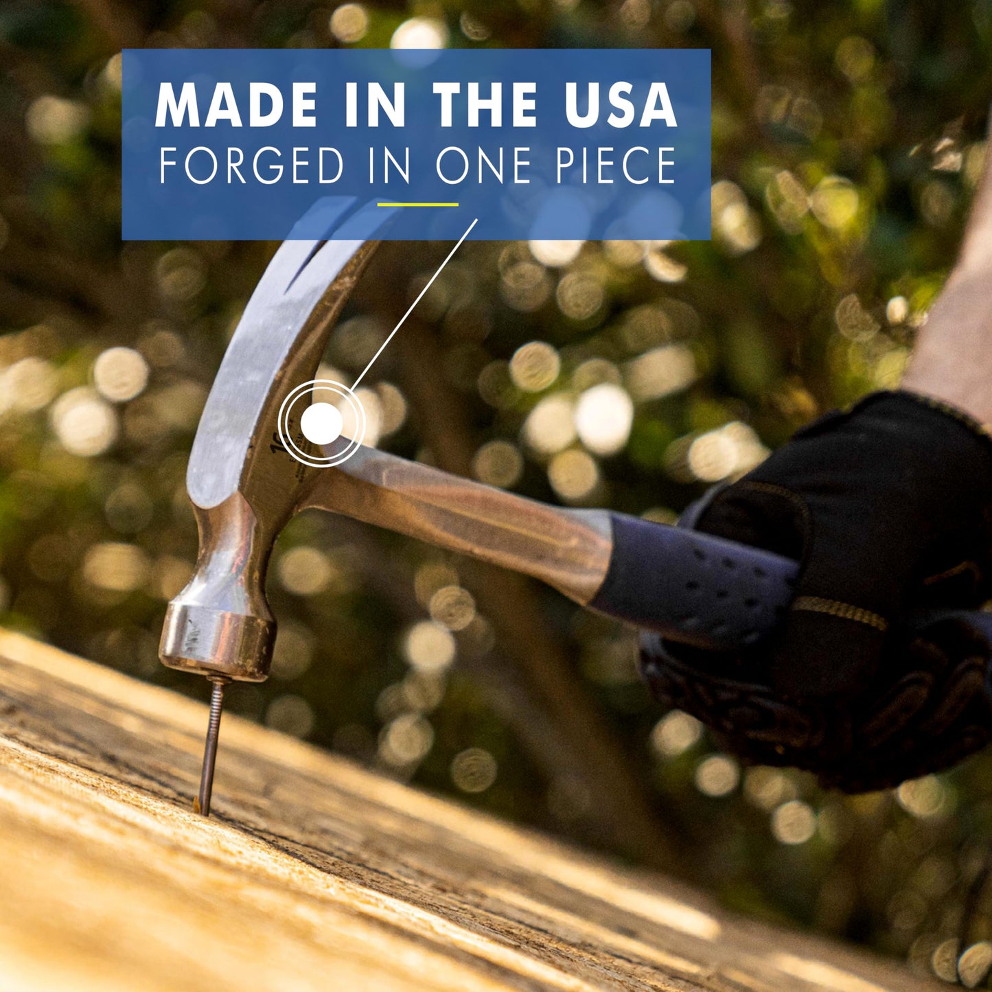 ESTWING Hammer - 16 oz Straight Rip Claw with Smooth Face & Shock Reduction Grip - E3-16S