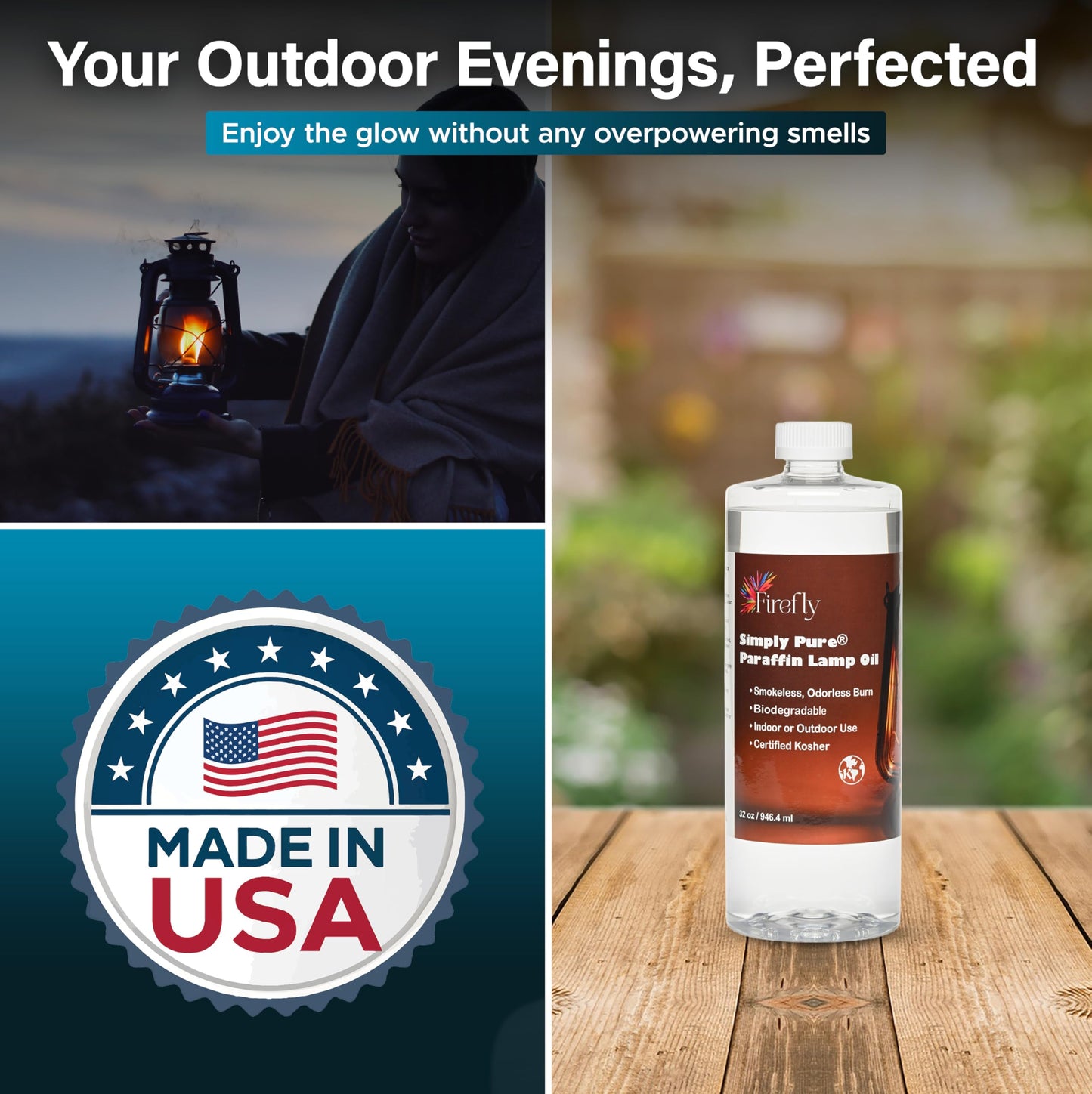 Firefly Fuel 32oz Premium Liquid Paraffin Lamp Oil – Smokeless, Odorless Indoor Fuel for Lamps, Lanterns & Candles, Long-Lasting Clean Burn