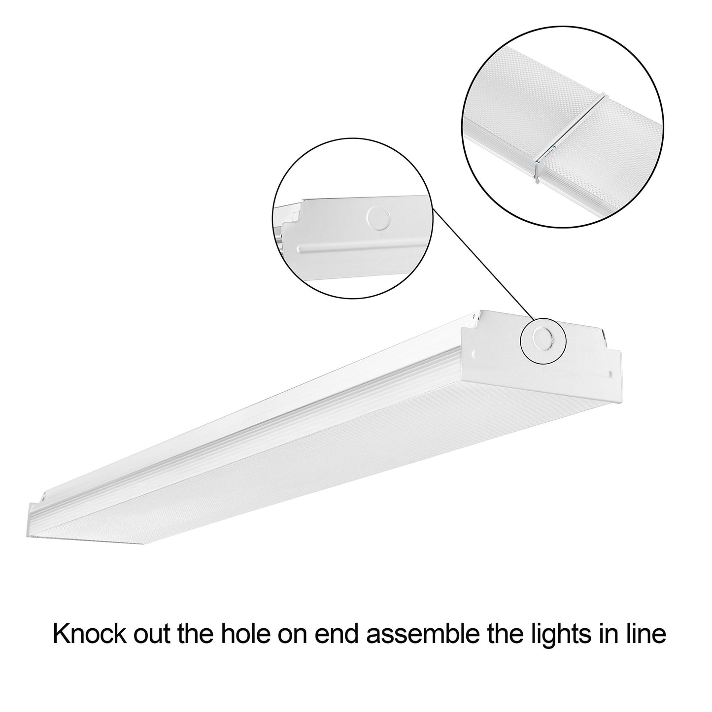 FAITHSAIL 4FT LED Wraparound Shop Light, 40W 4400lm 4000K Neutral White, 48 Inch Flush Mount Garage & Office Ceiling Fixture
