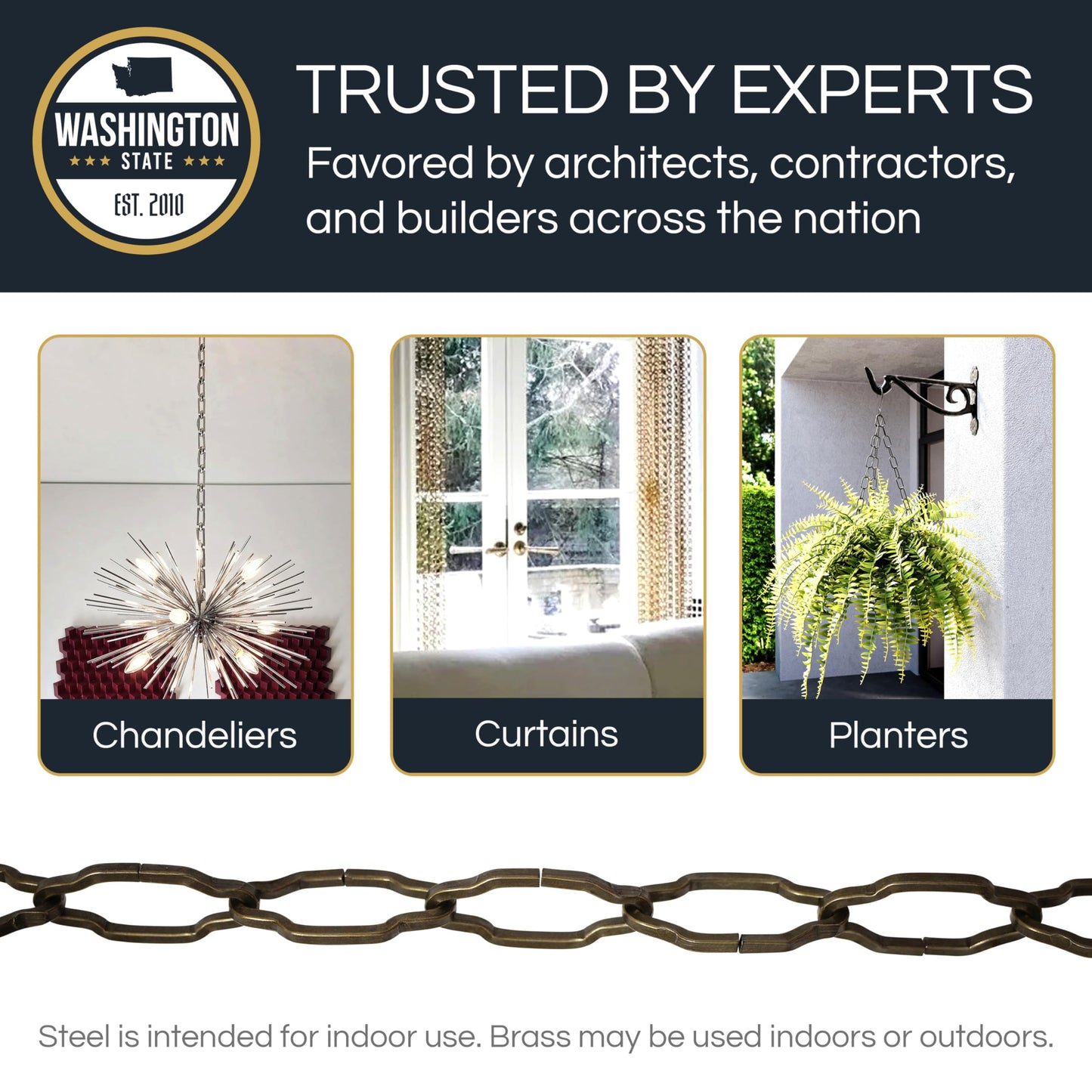 RCH Hardware CH-S57-30-AB-10 Steel Chandelier Chain, Antique Brass (10 Feet)