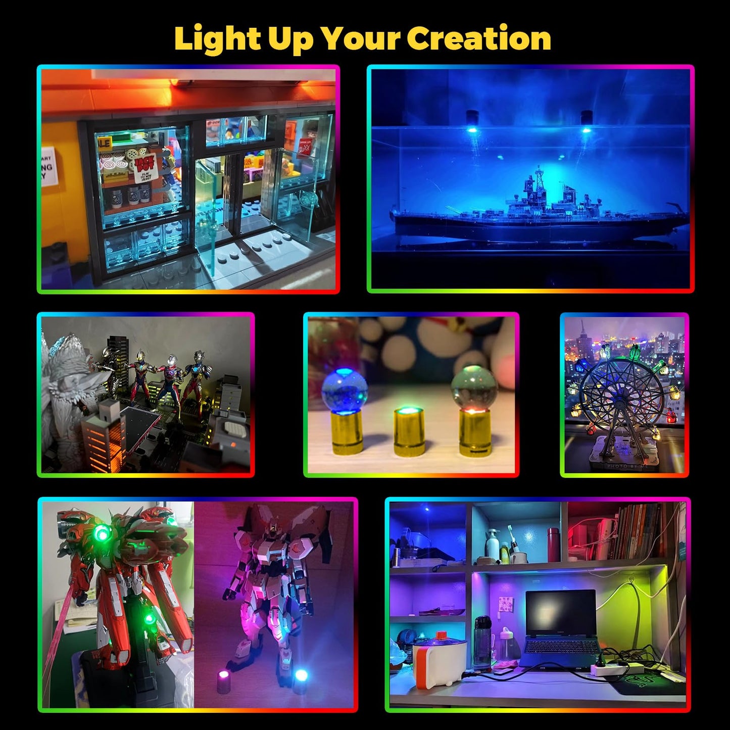 10 Pack Battery Operated LED Mini Spotlights, Warm White Wireless Lights for Artwork, Jewelry Display, Closet & DIY Crafts