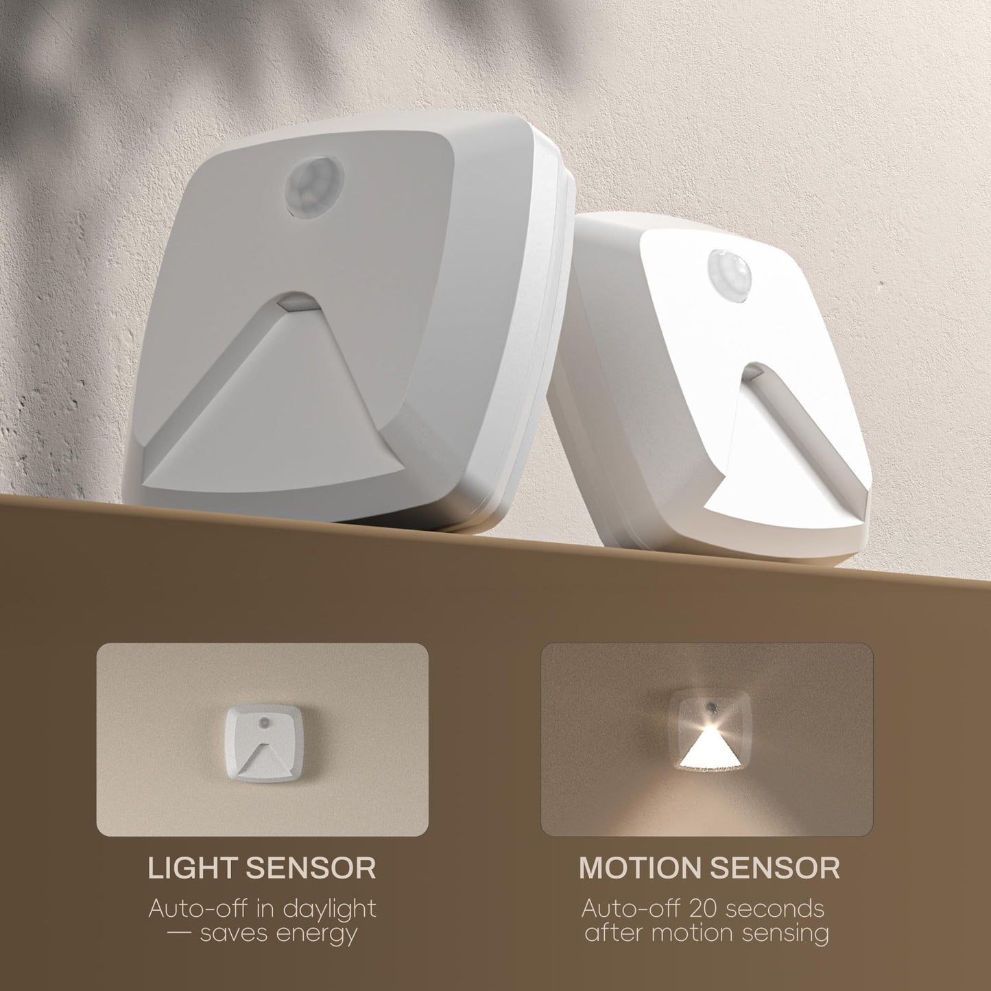 Innofox 6-Pack Stick-On Motion Sensor LED Lights, Warm White Night Light for Stairs, Closet, Kitchen, Hallway, Bedroom, Battery Operated