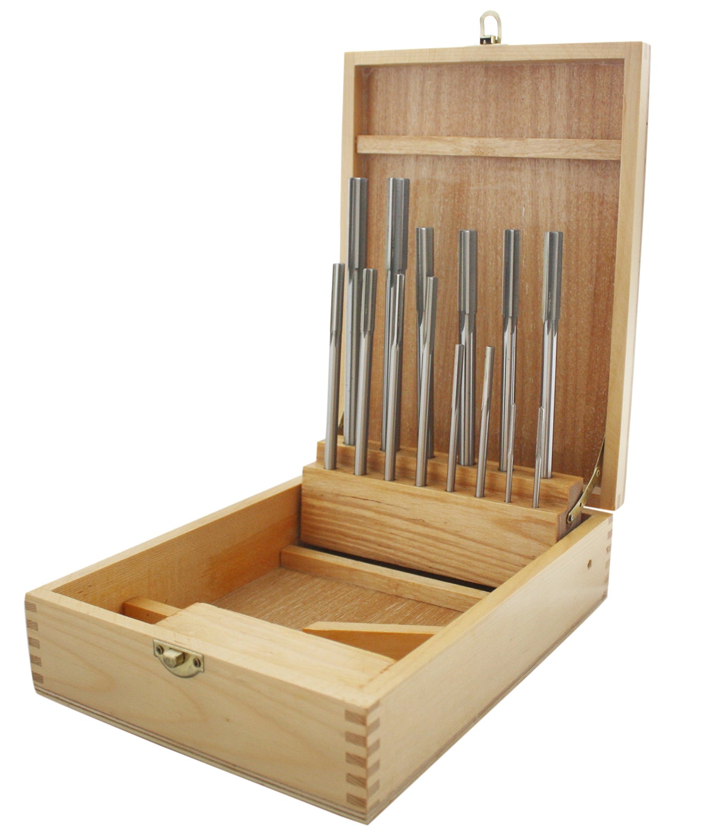 Accusize Industrial Tools 14 Pc Over and Under Size H.S.S. Chucking Reamer Set, 0.1240'' Thru 0.5010'', in Fitted Case, 5500-SX00