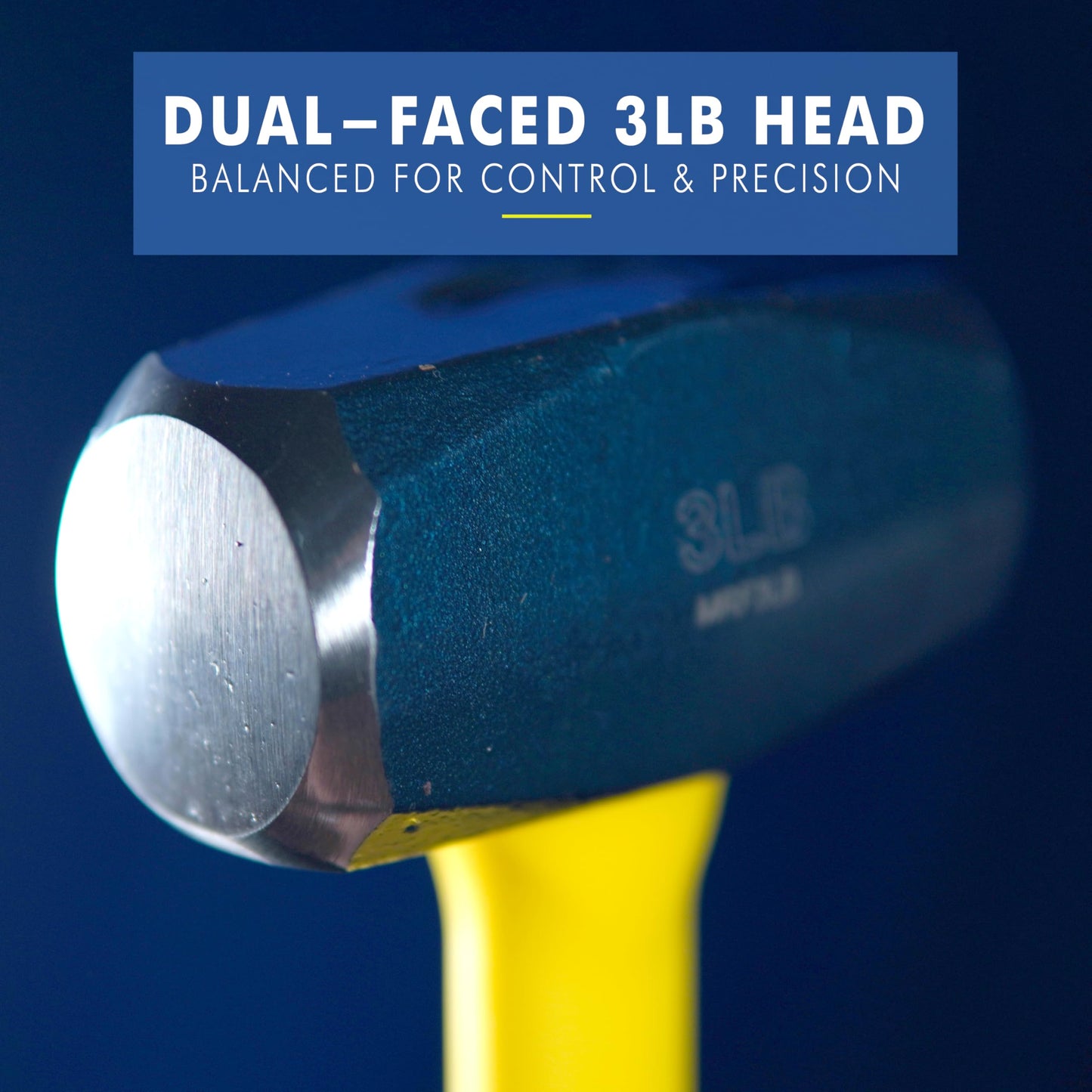 ESTWING Sure Strike Drilling/Crack Hammer - 3-Pound Sledge with Fiberglass Handle & No-Slip Cushion Grip - MRF3LB