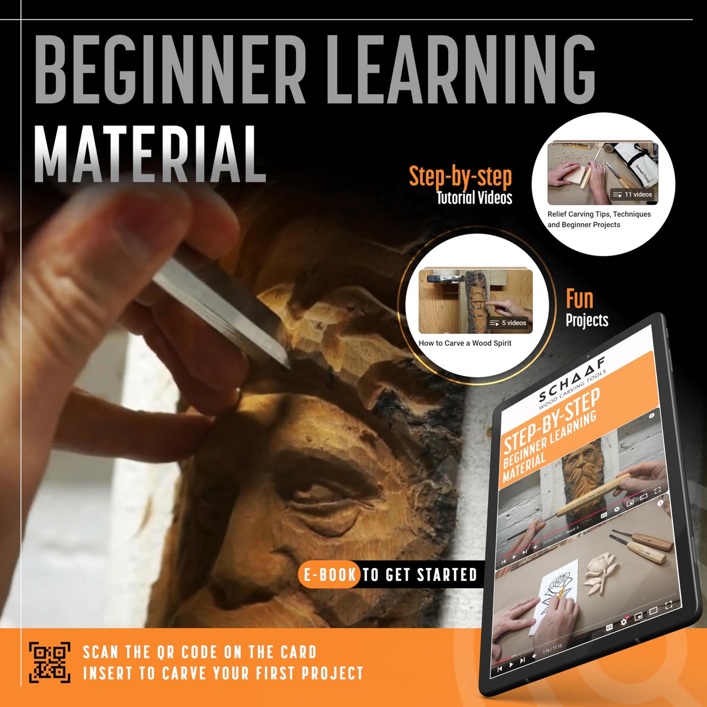 Schaaf 7-Piece Wood Carving Chisel & Gouge Set with Canvas Case, CR-V 60 Steel, Sharp Woodworking Tools for Beginners & Pros