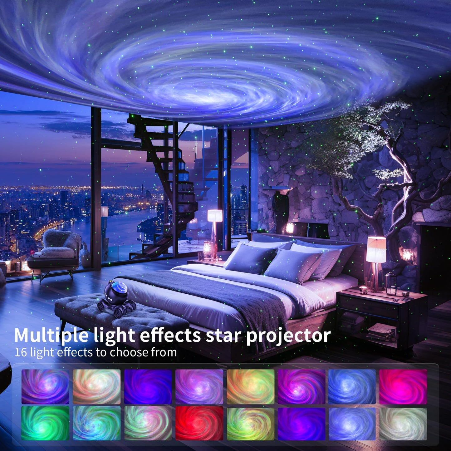 ENOKIK Galaxy Projector with Bluetooth Speaker, Star & Aurora Night Light, White Noise for Kids & Adults, Home, Party, Relaxation, Gift