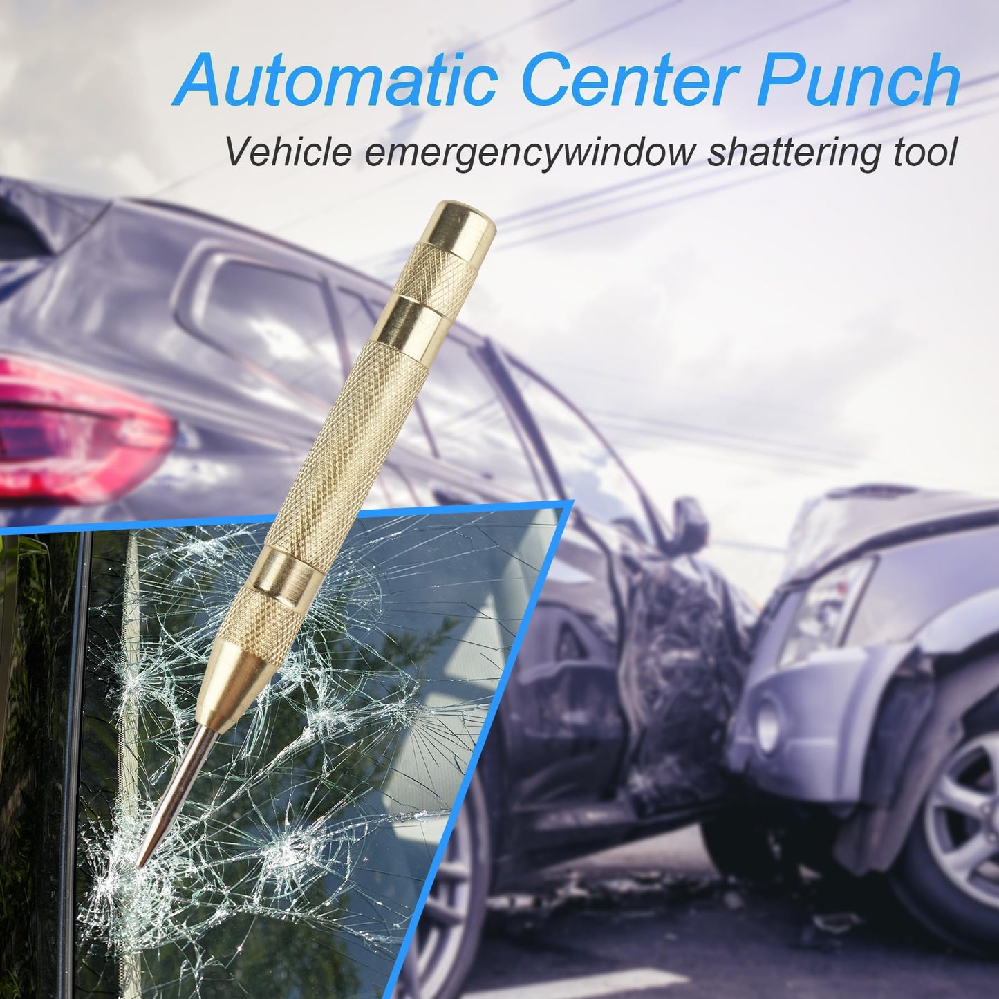 2PCS Automatic Center Punch 5-Inch Spring Loaded Punch Tool, Adjustable Impact, Heavy-Duty Steel Marker for Metal Wood Glass by RNSXYAT