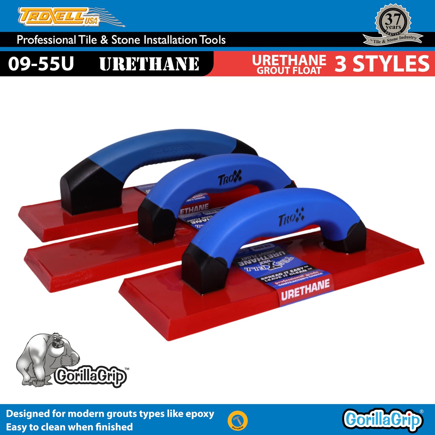 Troxell USA - 4" x 9" Urethane Grout Float with SoftGrip Handle