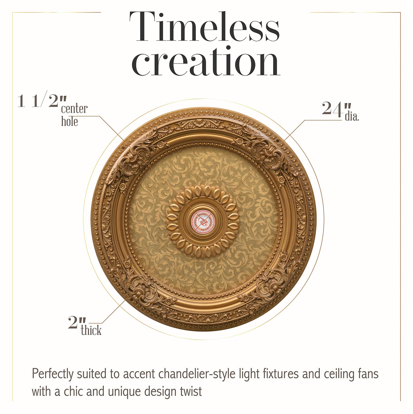 AFD Home Golden Leaf Chandelier Ceiling Medallion and Fan Medallion, 24 Inches