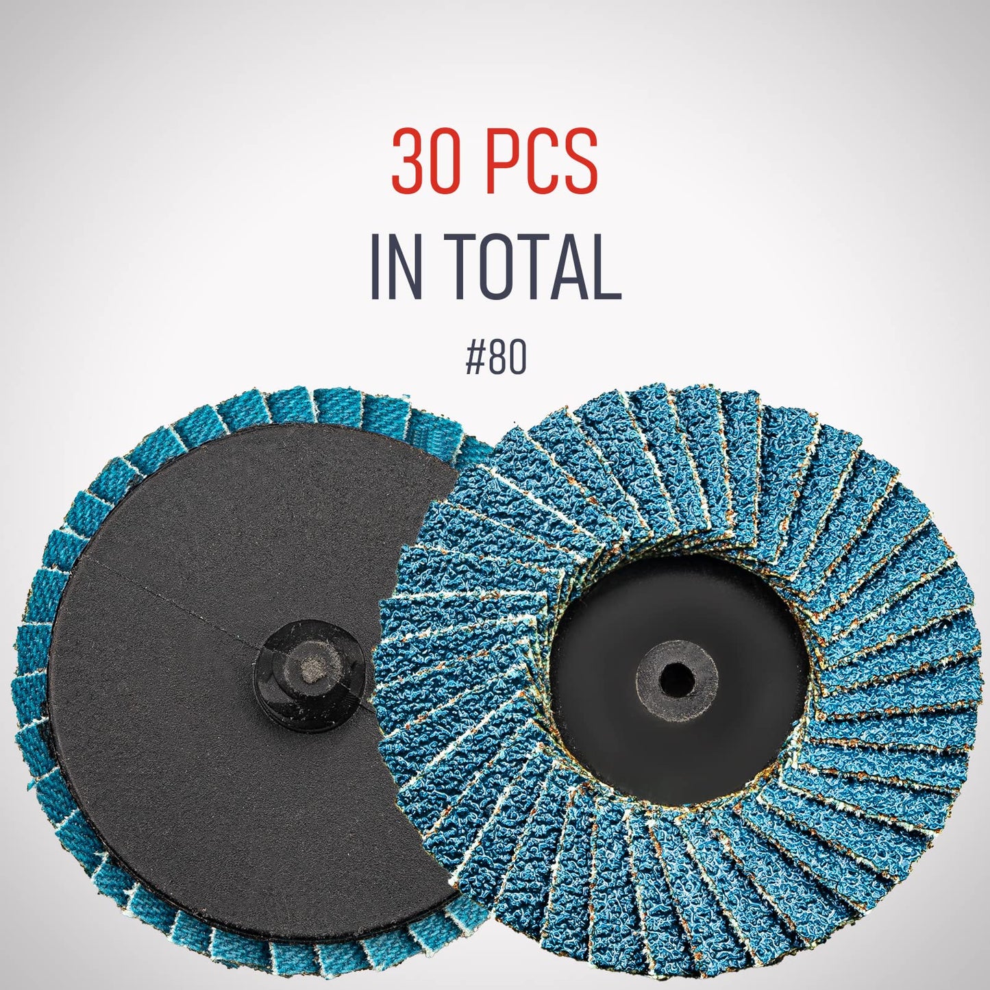 RENOTEC 30 Pcs 2 Inch Mini Flap Disc, Zirconia High Density, with 1 Pcs 1/4 inch Shank Holder, for Metal Grinding, for Angle Die Grinder (80 GRIT)