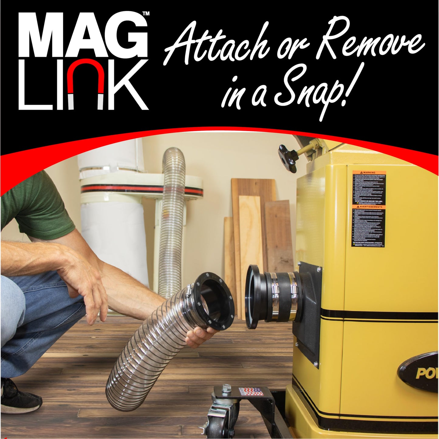 Mag Link 4" Magnetic Dust Collection Fittings Super Pack for Dust Collectors, Quickly Connect Hose to Machinery Ports