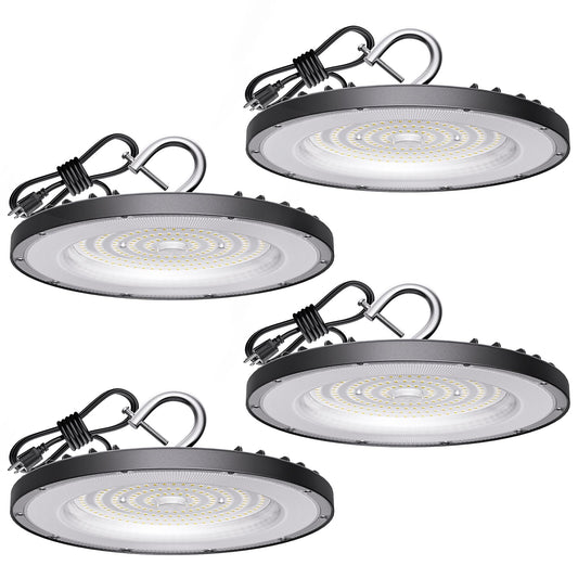4-Pack 200W LED High Bay Lights, 30000lm 5000K, ETL Listed UFO Commercial Shop Lights, IP65 Waterproof, 120V for Warehouse & Workshop