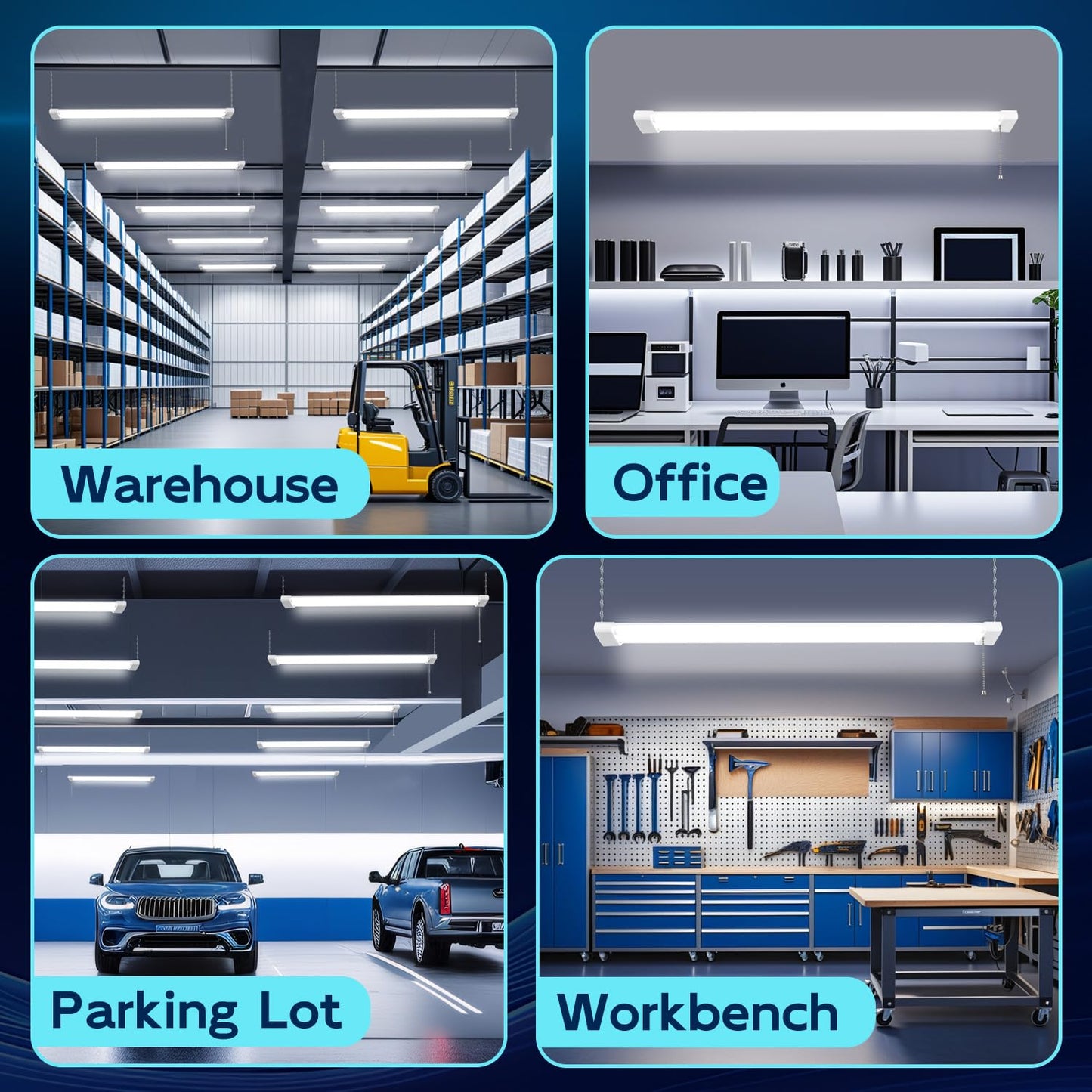 Hykolity 4FT 42W 5000K LED Shop Light, 4400lm Linkable Ceiling Light for Garage, Workshop, Basement, Hanging or Flush Mount, 1 Pack