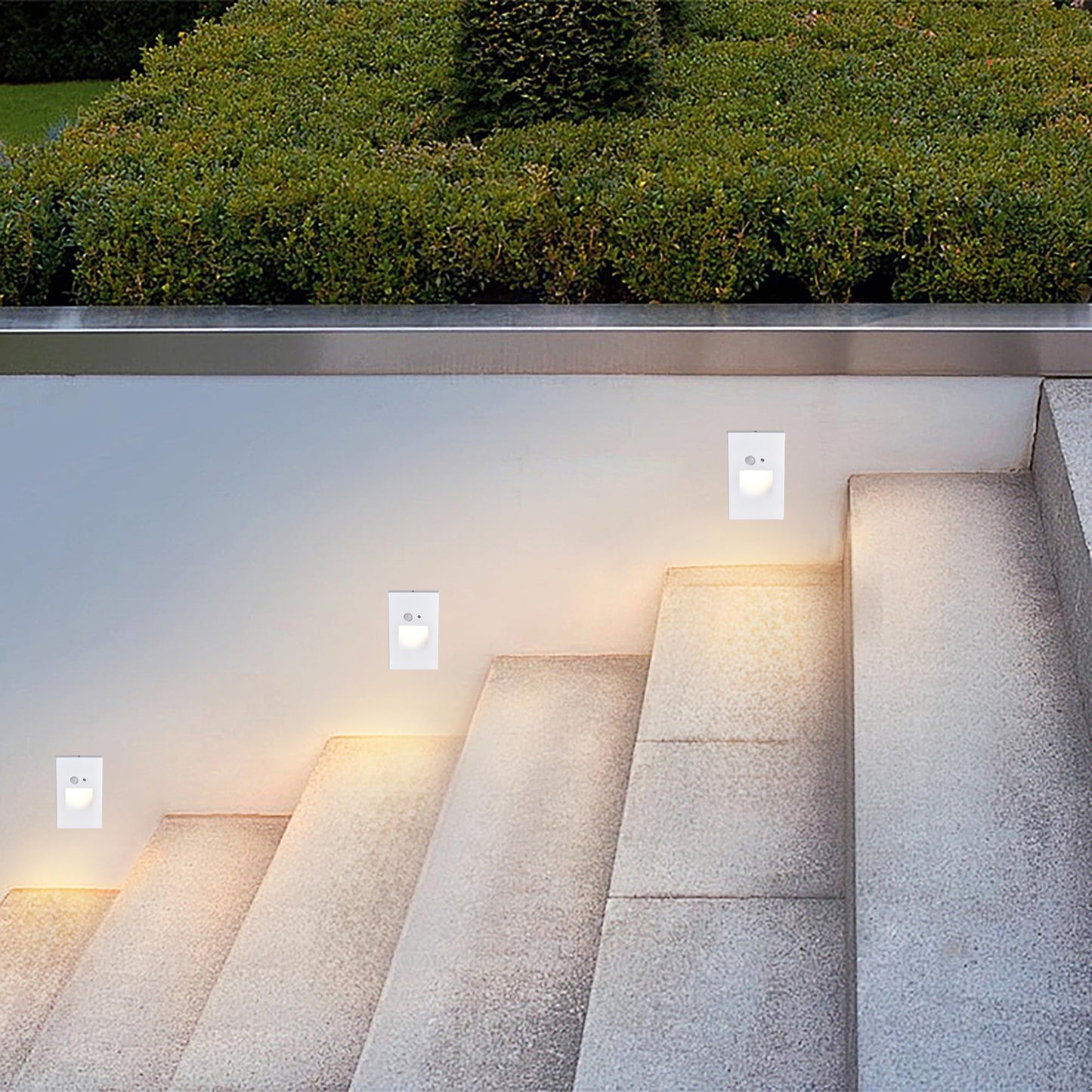 **Edvivi Hardwired LED Step Light, 3000K White Stair Light w/ Motion & Photocell Sensor, Indoor/Outdoor Wet Location, Pathway Patio, 1-Pack**