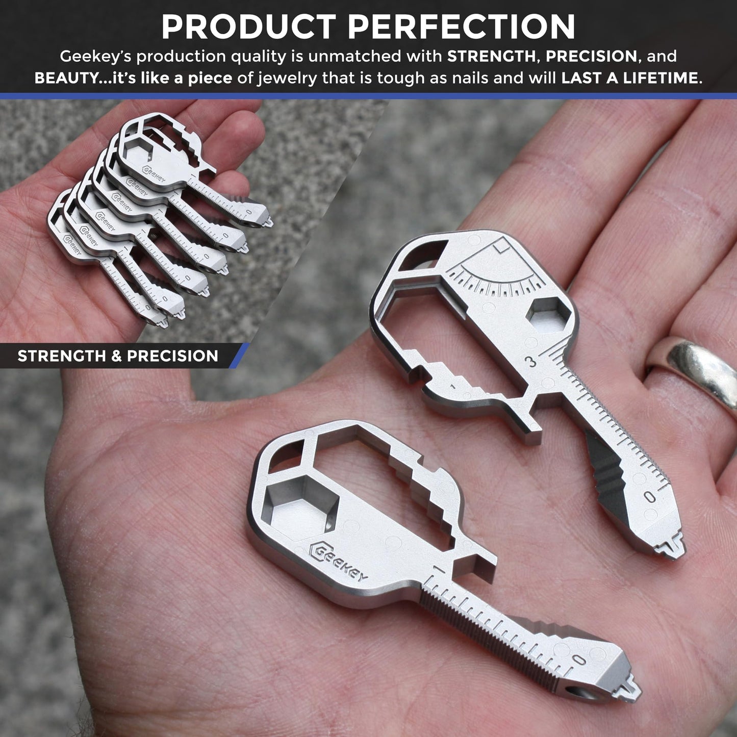 Geekey 16-in-1 Keychain Multitool – EDC Bottle Opener, Screwdriver, Wrench & Box Cutter for Travel, Outdoor & Everyday Use, TSA Safe