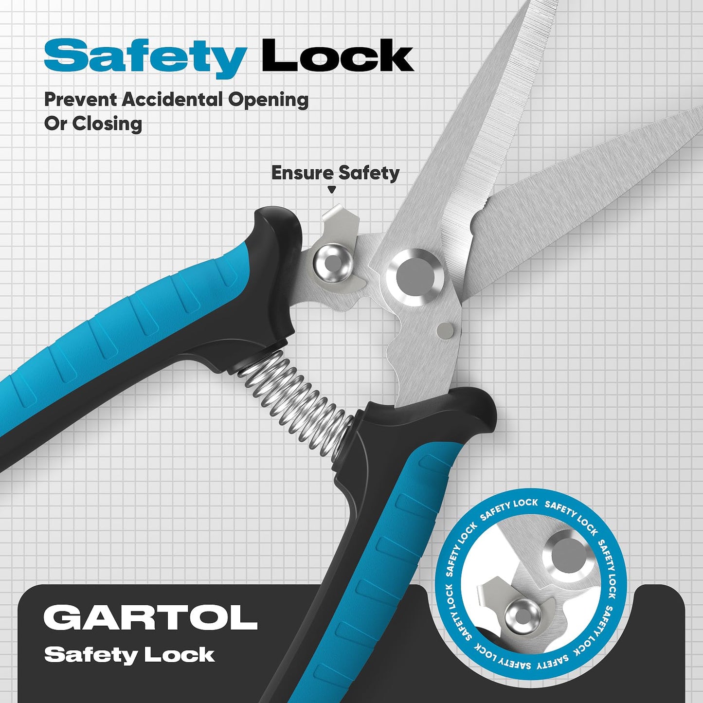 GARTOL 8" Heavy Duty All-Purpose Scissors – Razor-Sharp Tin Snips for Metal, Wire, Insulation, Rope, Cardboard | Ergonomic DIY Tool
