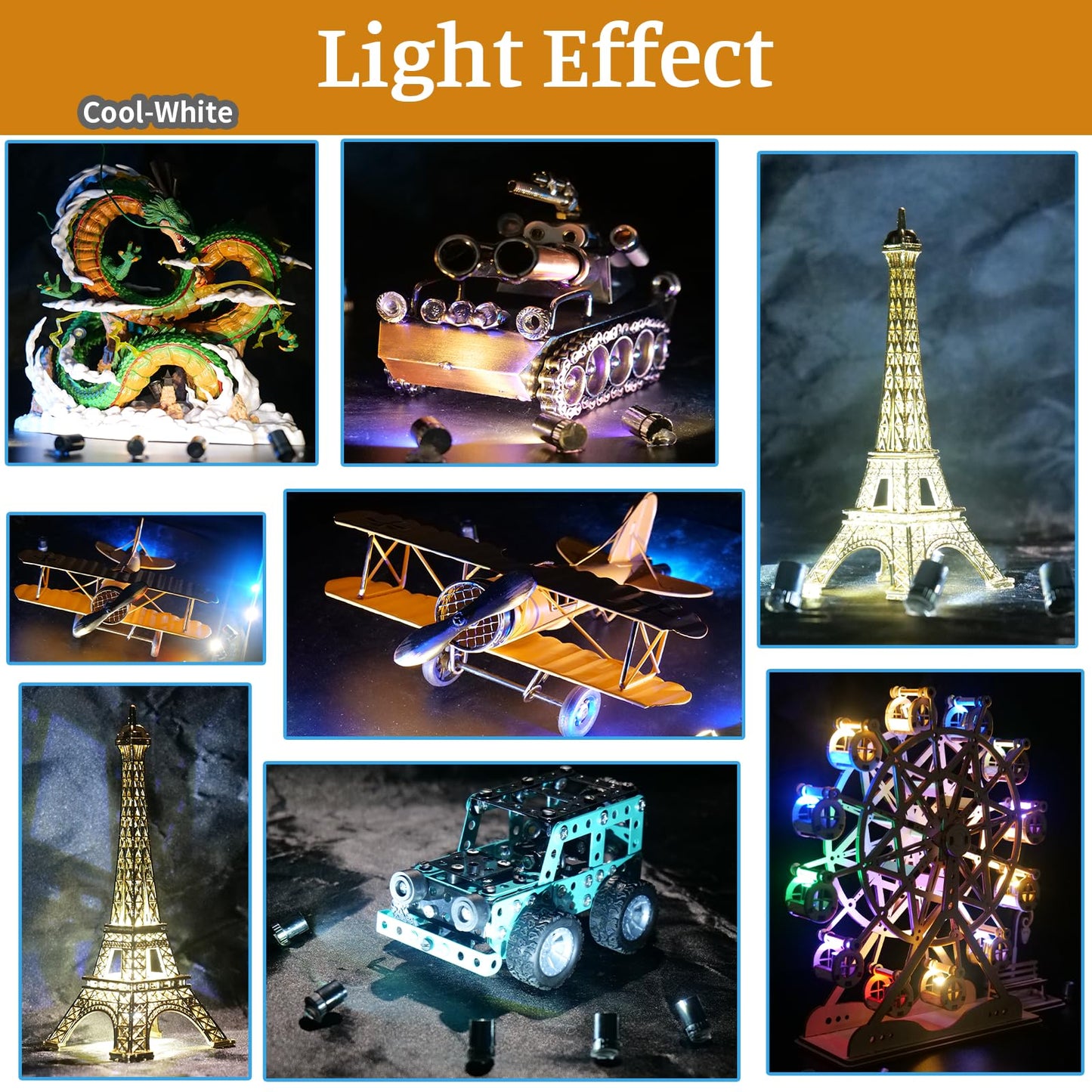 **Mini LED Lights, 10PCS Battery Operated Tiny SMD Spotlights for DIY Crafts, Dollhouse, Action Figures & Toy Models (Cool White)**