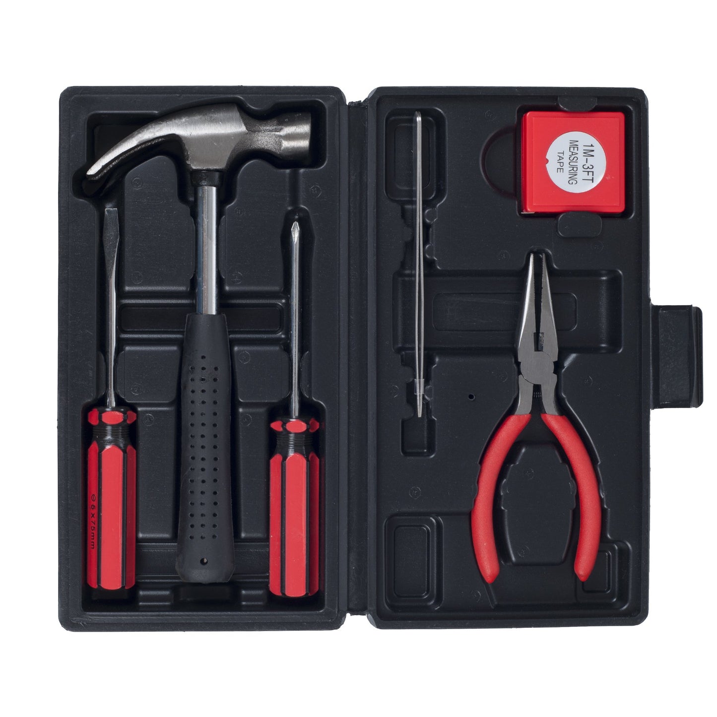 Stalwart 75-HT1007 6-Piece Household Tool Set – Hammer, Screwdrivers, Pliers for Home, Office & Car, Black