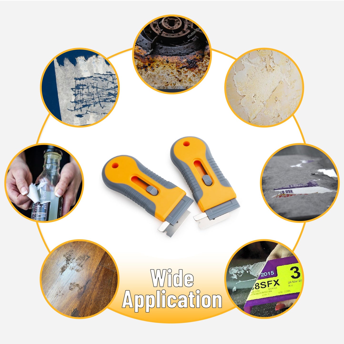 Bates 2-Pack Razor Blade Scraper Set with 30 Extra Blades – Retractable Window, Glass & Multi-Purpose Scraper Tool