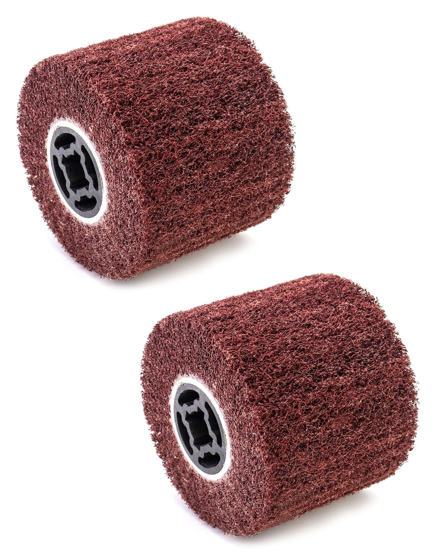 QWORK 80 Grit Non-Woven Abrasive Flap Wire Drawing Polishing Burnishing Wheel - Premium 2-Pack Ideal for Metal Surface Treatment, 120x100mm Size