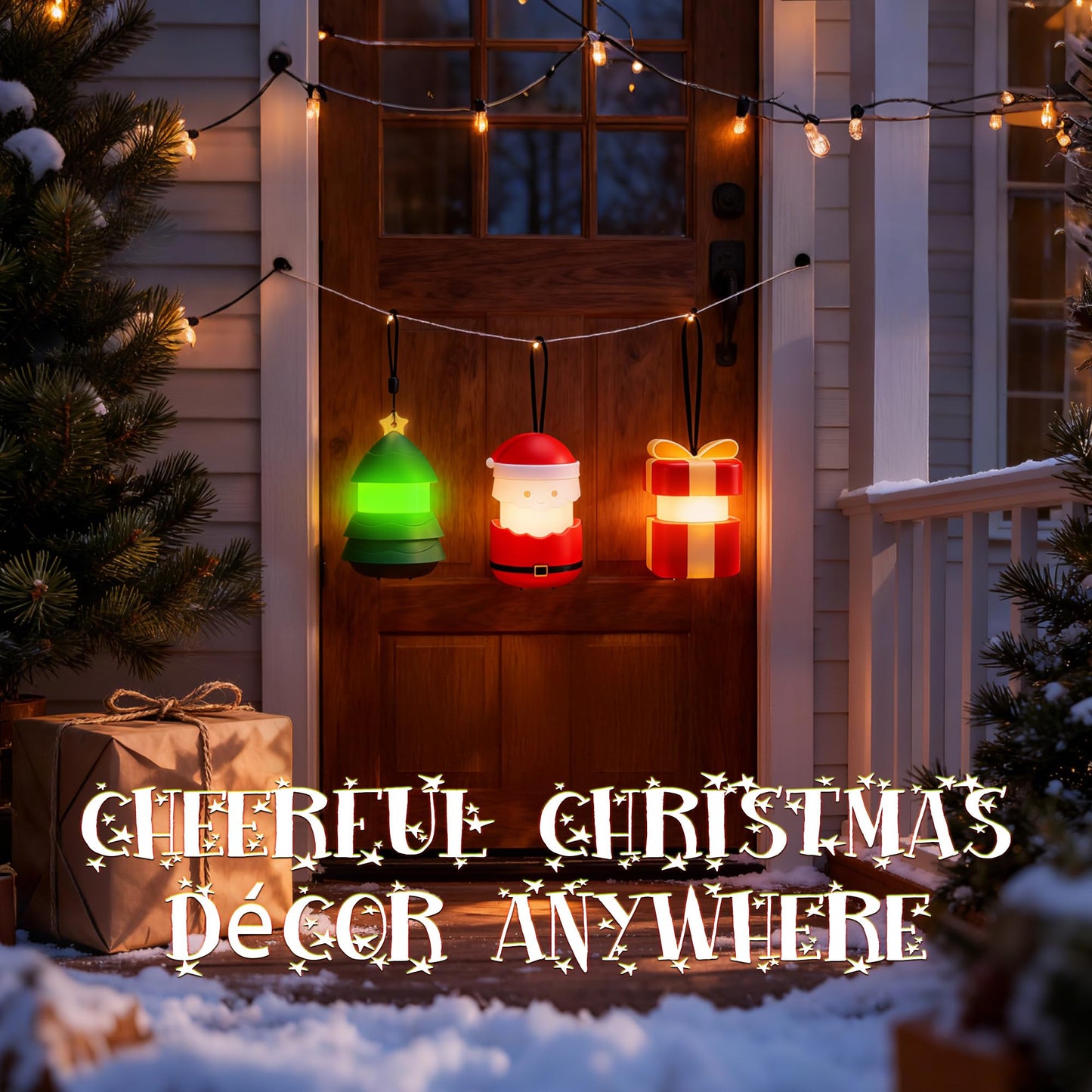 EverBrite Christmas Tree Lanterns 3-Pack, 5 Light Modes, Holiday Decoration, Indoor/Outdoor, Battery Operated, Stocking Stuffer Gift