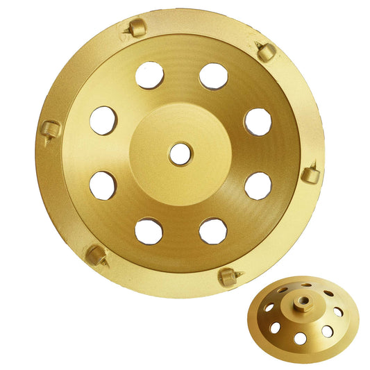 ACTINTOOL 7" PCD Cup Wheel 6PC, 1/4 Round, 5/8-11 Threaded Arbor, VCT Carpet Glue & Thinset Remover Grinding Wheel