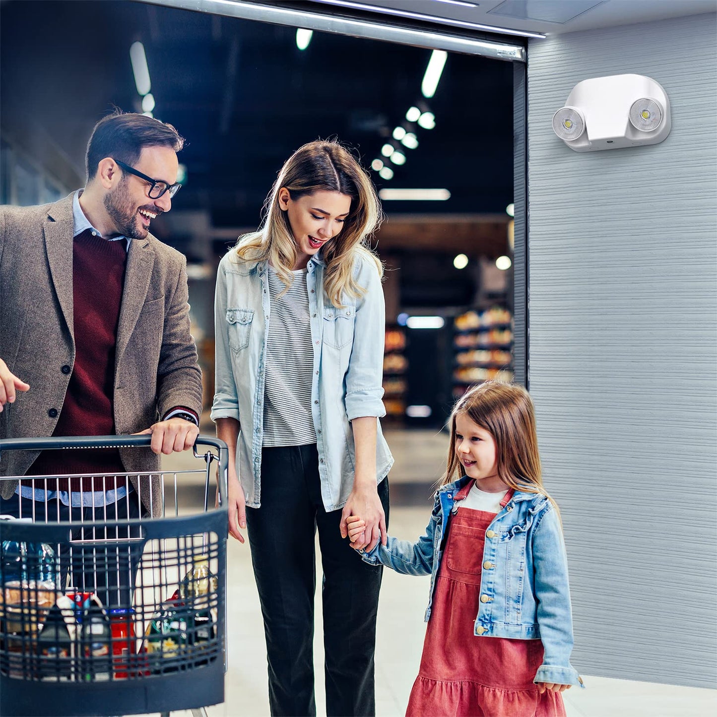 SASELUX LED Emergency Light 6-Pack with Remote, Adjustable Heads, Exit & Backup Lighting, White, 120V-277V, UL Certified