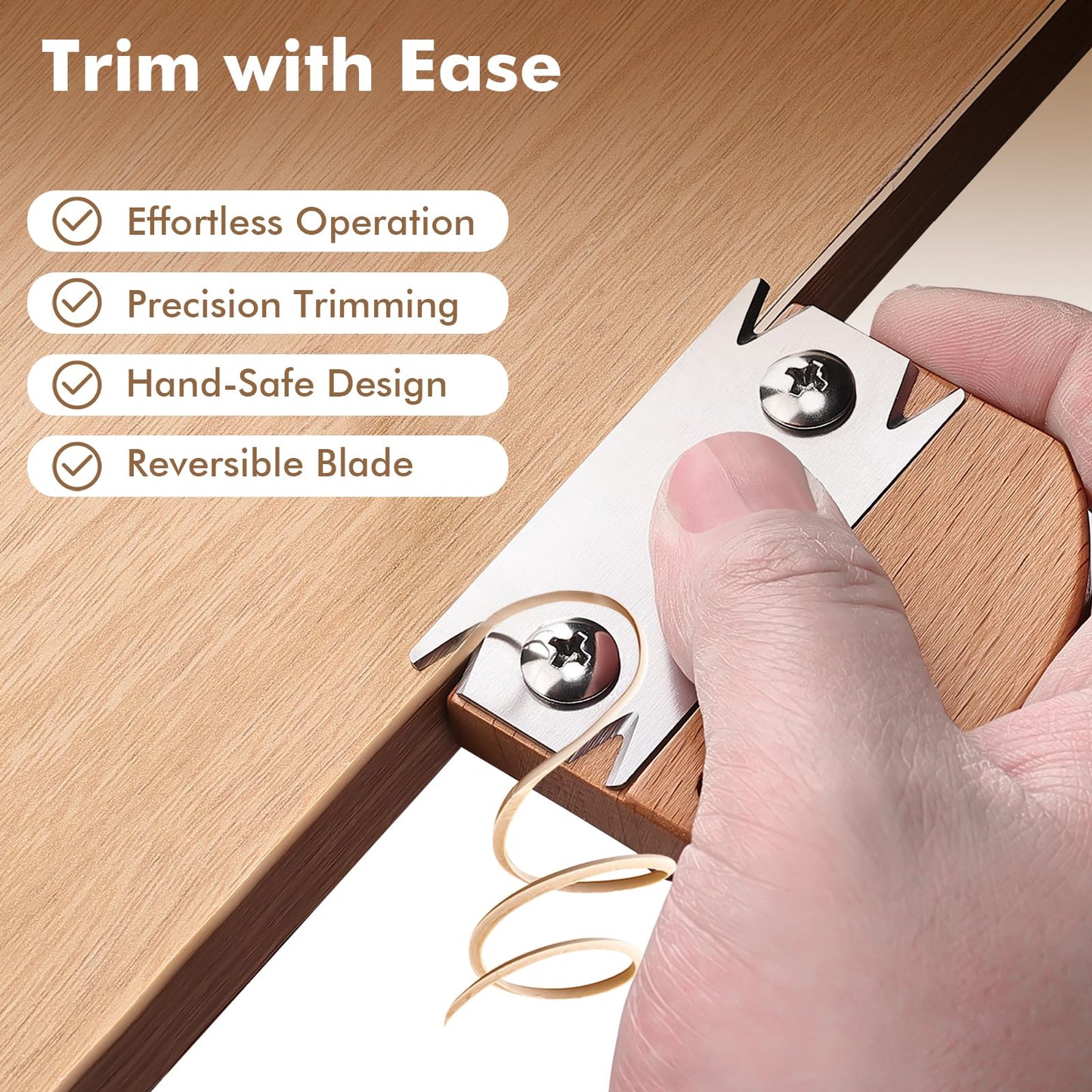 DRAXZOR Edge Banding Trimmer, Upgraded Veneer Edge Cutter with Wooden Handle, 3 Replacement Blades, for PVC, Laminate, Plywood & Melamine