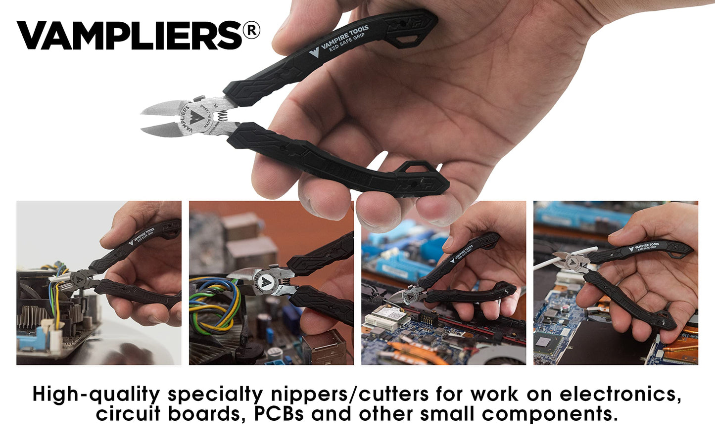 VAMPLIERS 4.75" Precision Flush Cutters, Made in Japan, Professional Mini Side Cutting Pliers for Circuit Board, Wire Cutting & Electronics Repair