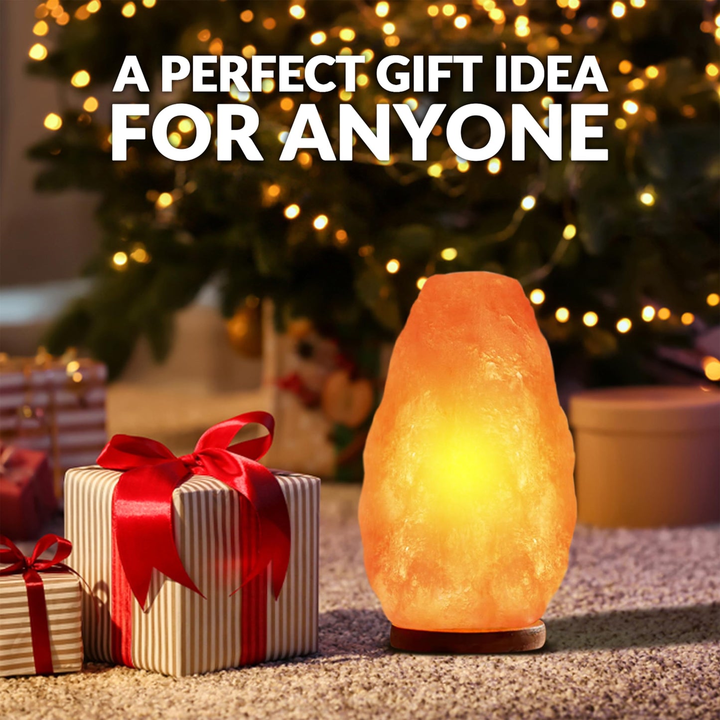 Elvissmart Himalayan Pink Salt Lamp 7-11 lbs, Crystal Night Light with Real Wood Base, Dimmer Switch, ELT Certified – Ideal Gift
