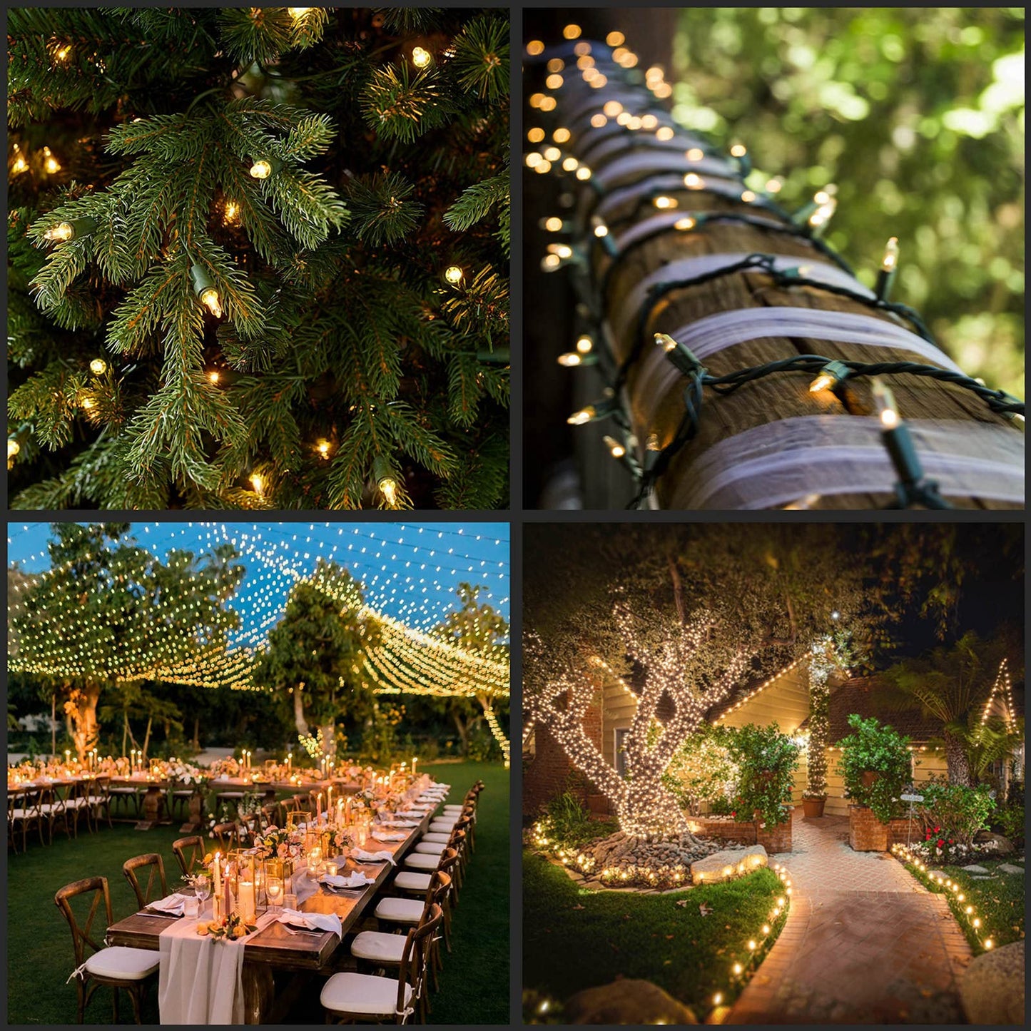 YULETIME 200 Clear Christmas Lights, Pack of 2 Sets 33 Feet 100 Count UL Certified Incandescent String Lights (Clear - Green Wire)