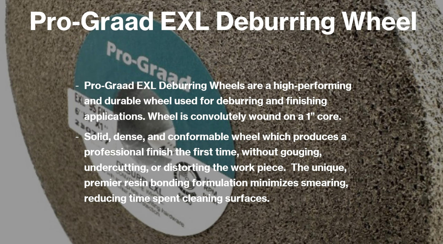 Pro-Graad EXL 6" x 1" x 1" 9S Fine Grit Silicon Carbide Deburring & Polishing Wheel, Convolute, Metal Finishing - 1 Pack