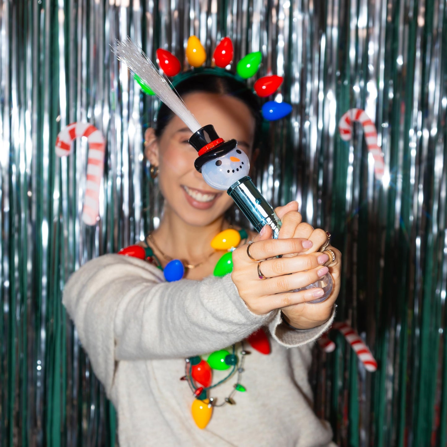 Cool Things Christmas Fiber Optic Wands, LED Light Up Holiday Toy 3 Pack (Snowman, Santa, Snowflake) Party Favor & Stocking Stuffer