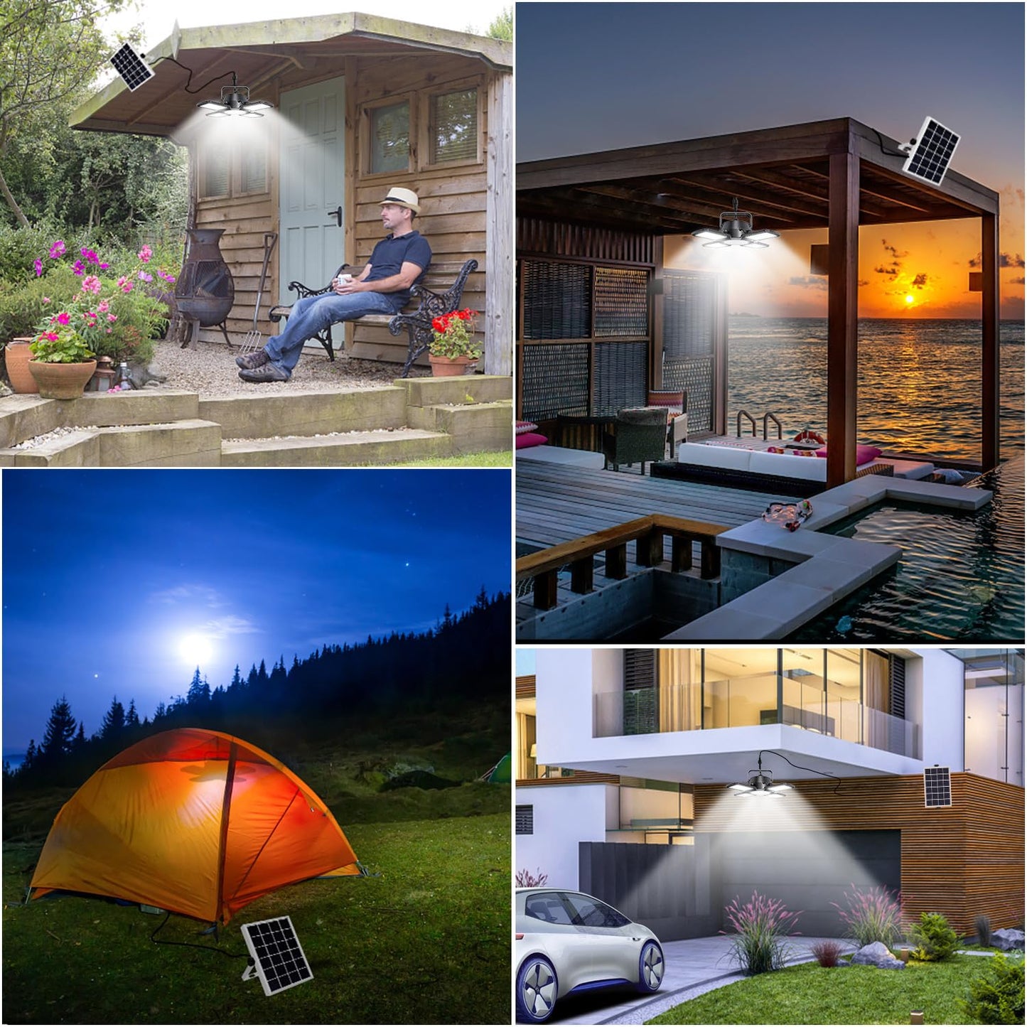 Auzev Solar Shed Light 176 LED, 4-in-1 Heads, Motion Sensor, 4 Modes, Remote Control, Solar Security Lamp for Garage & Outdoor